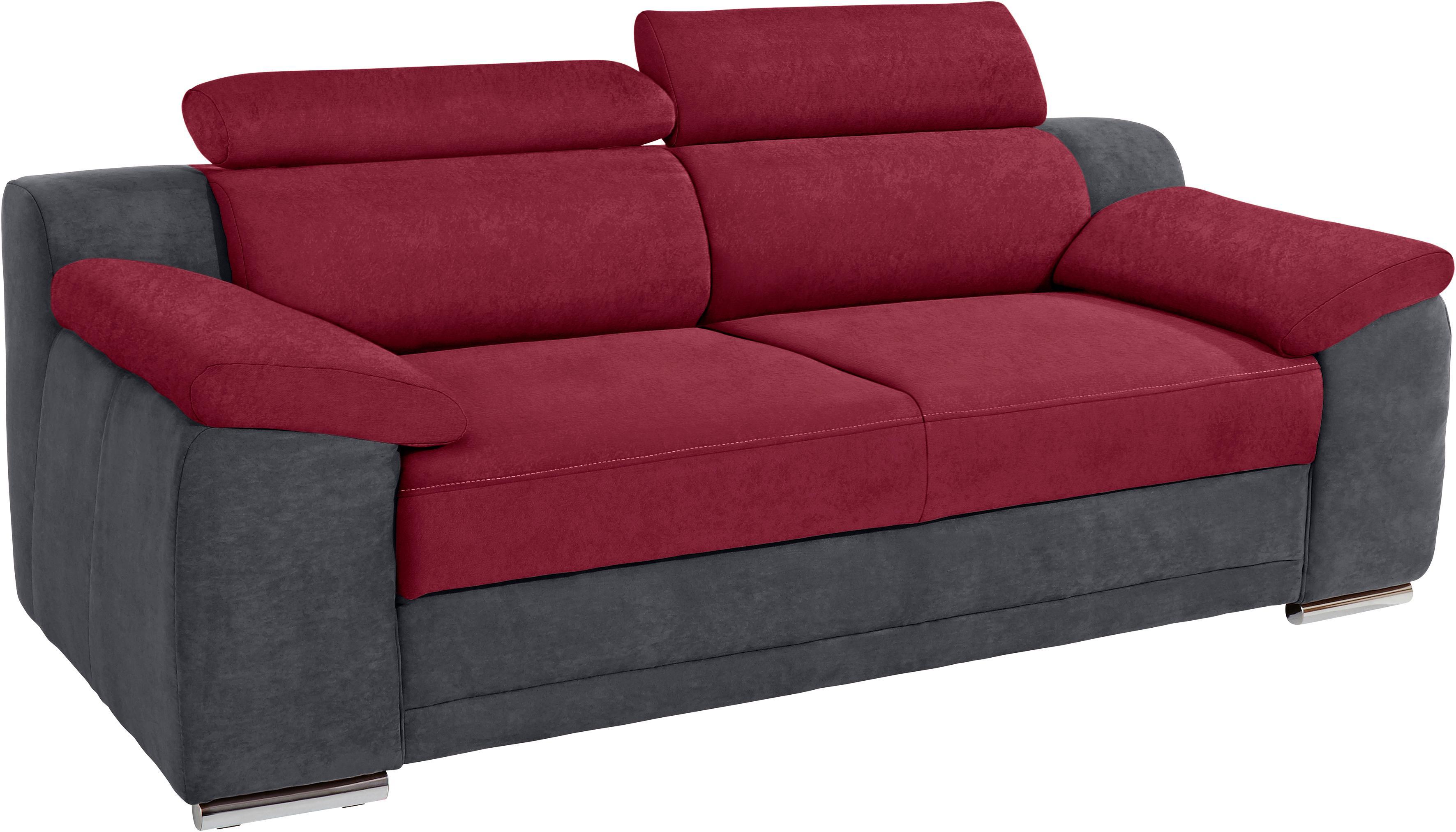 3-Sitzer SIT & MORE "Xenia", rot (dunkelgrau, bordeaux), B:200cm H:94cm T:96cm, Struktur (100% Polyester);Kunstleder SOFTLUX;Flachgewebe (100% Polyester), Sofas, 3-Sitzer