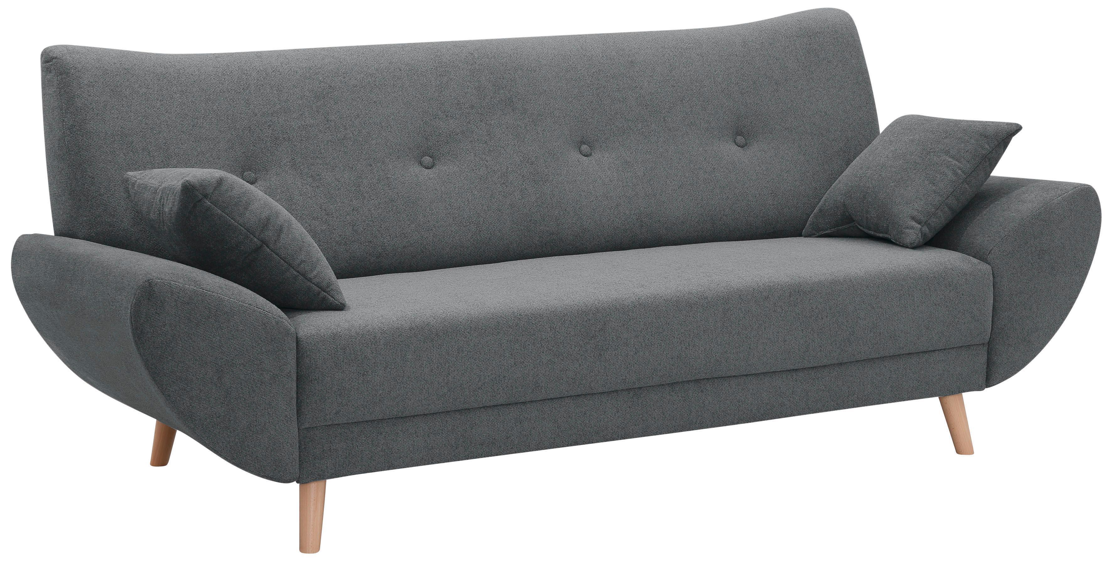 Polstergarnitur HOME AFFAIRE "Basta", grau (dunkelgrau), H:80cm T:82cm, 100% Polyester, Sitzmöbel-Sets, Polstergarnitur, Komfortable Wellenunterfederung