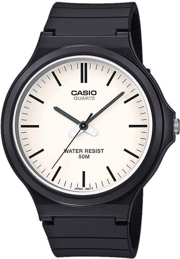 Quarzuhr, schwarz (schwarz, cremefarben), CASIO TIMELESS COLLECTION, Armbanduhren, Herren, Quarzuhr, Armbanduhr, Herrenuhr, analog, Resinarmband, Acrylglas