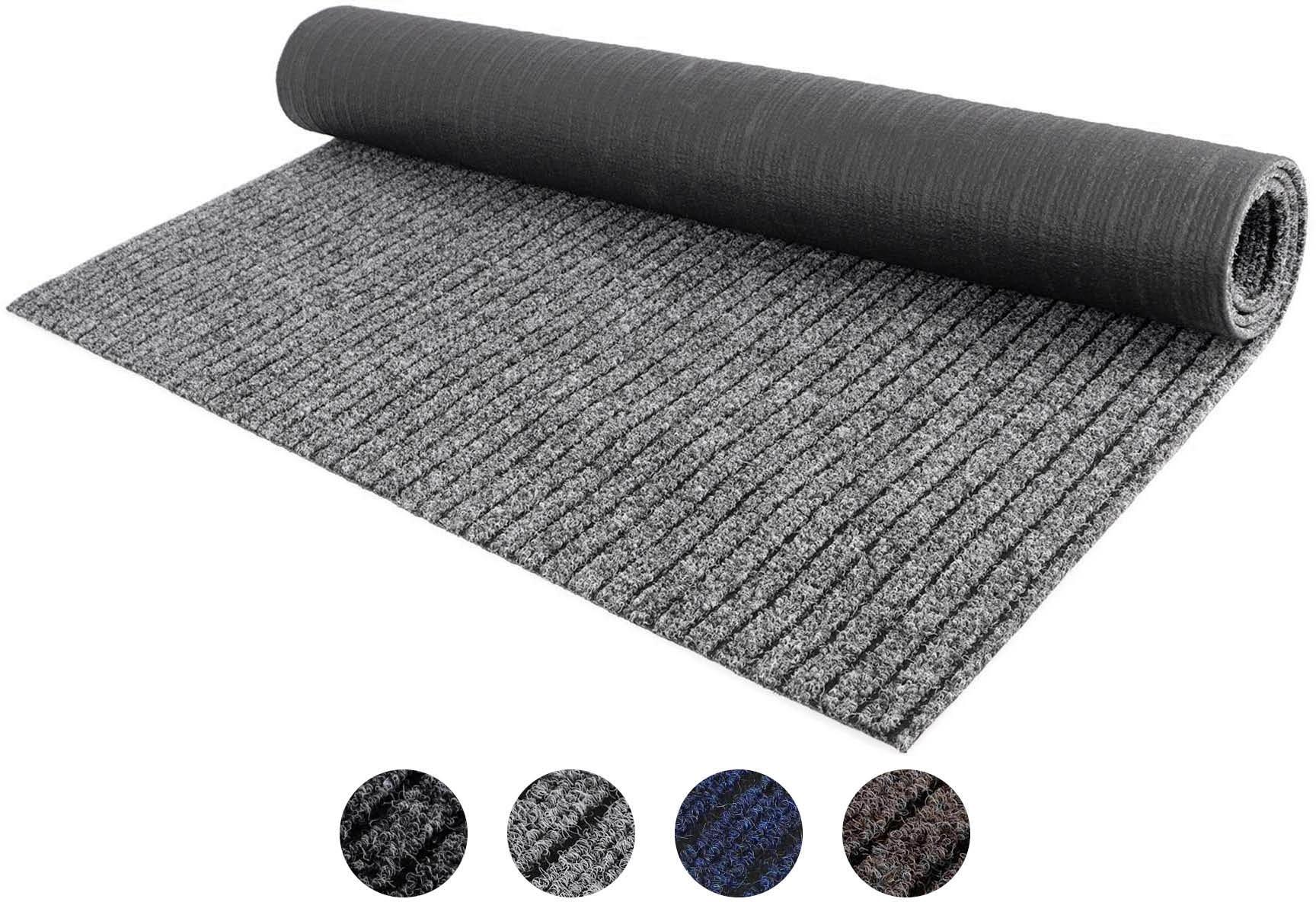 Läufer "Schmutzfangläufer ATLAS, Made in Belgium", grau (hellgrau), B:400cm H:7mm L:1.100cm, Polypropylen (PP), PRIMAFLOR-IDEEN IN TEXTIL, Teppiche, Läufer, Schmutzfangmatte, meliert gesteift, strapazierfähig, rutschhemmend