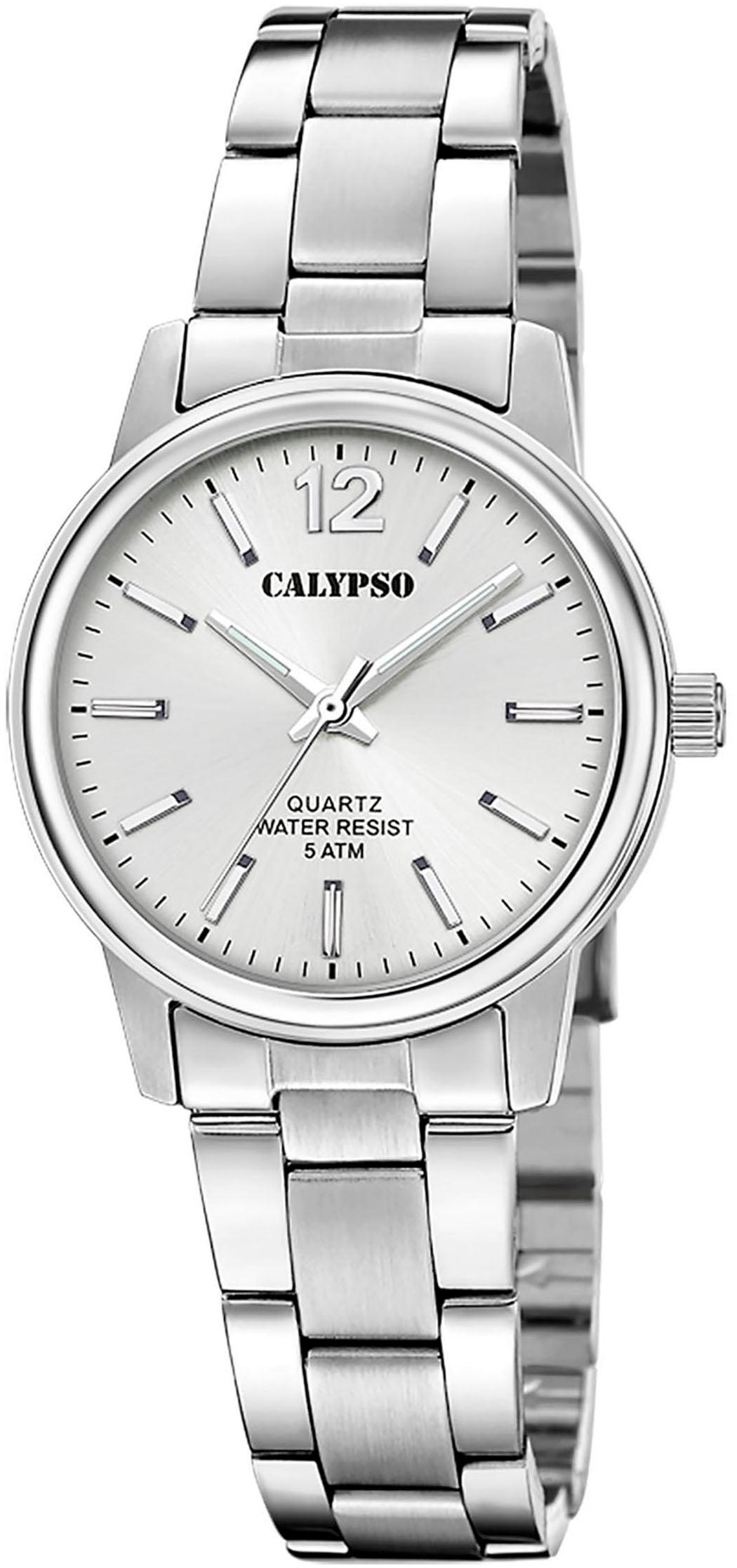 Quarzuhr CALYPSO WATCHES "Basic", silber (silberfarben, silberfarben), Armbanduhren, Damen, Quarzuhr, Armbanduhr, Damenuhr, Edelstahlarmband, analog