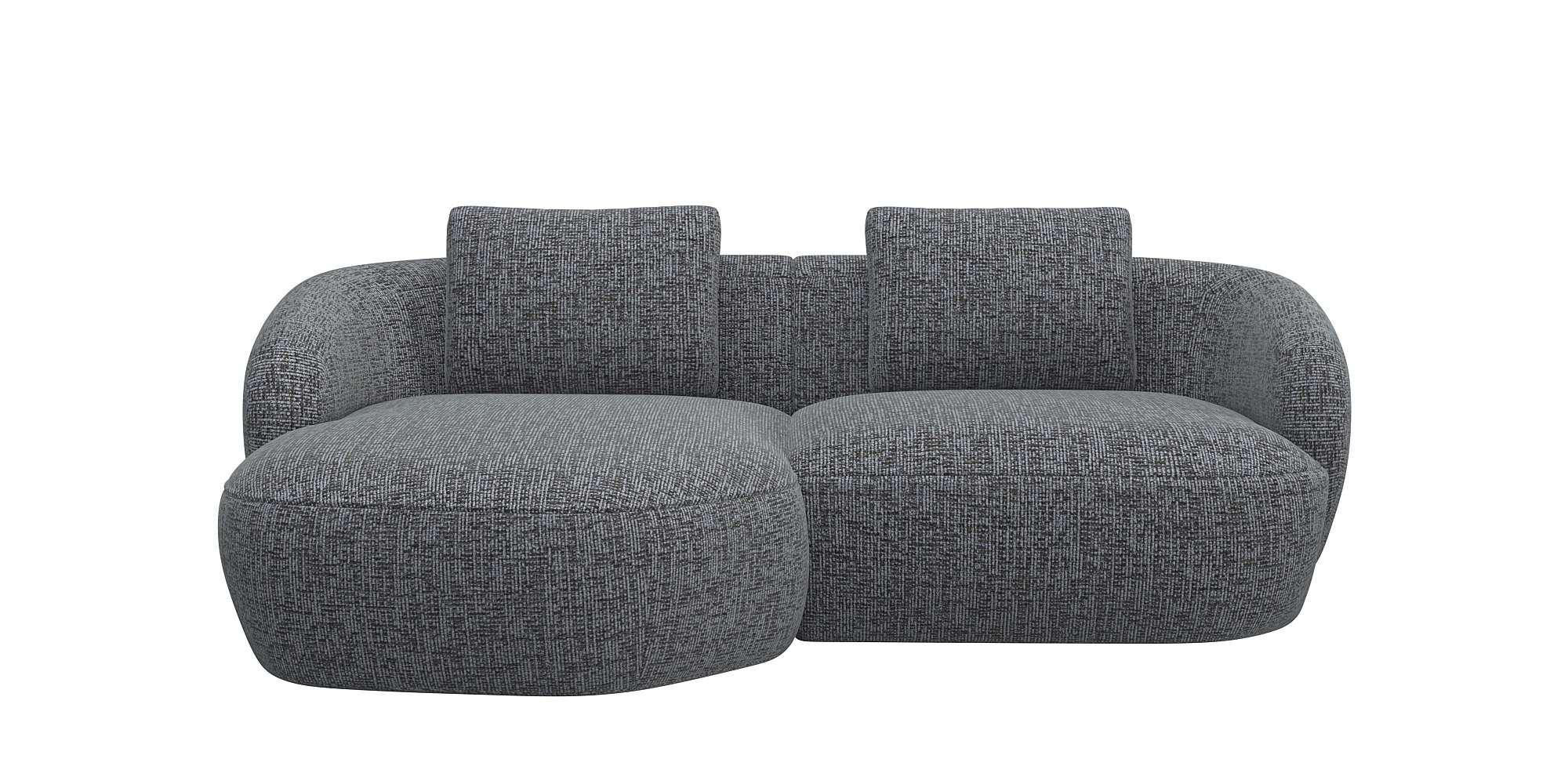 Wohnlandschaft FLEXLUX "Torino, rund, L-Form, Sofa-Ecke mit Recamiere, Longchair-Sofa", grau (forrest grau), B:217cm H:85cm T:146cm, 100% Polyester, Sofas, Wohnlandschaft, Modernes, organisches Sofa-Design, Kaltschaum, Wellenunterfederung