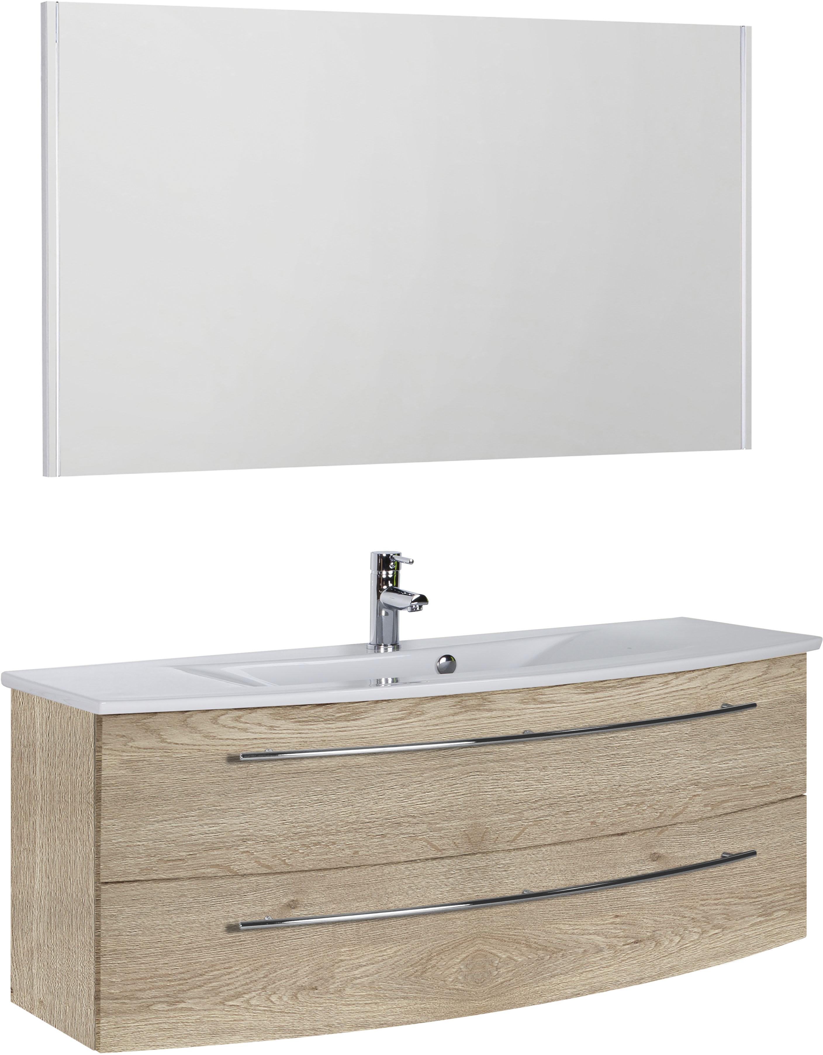 Badmöbel-Set SAPHIR "3040", braun (eiche struktur, eiche struktur), B:120cm, Kastenmöbel-Sets, Badmöbel-Set, Breite 120 cm