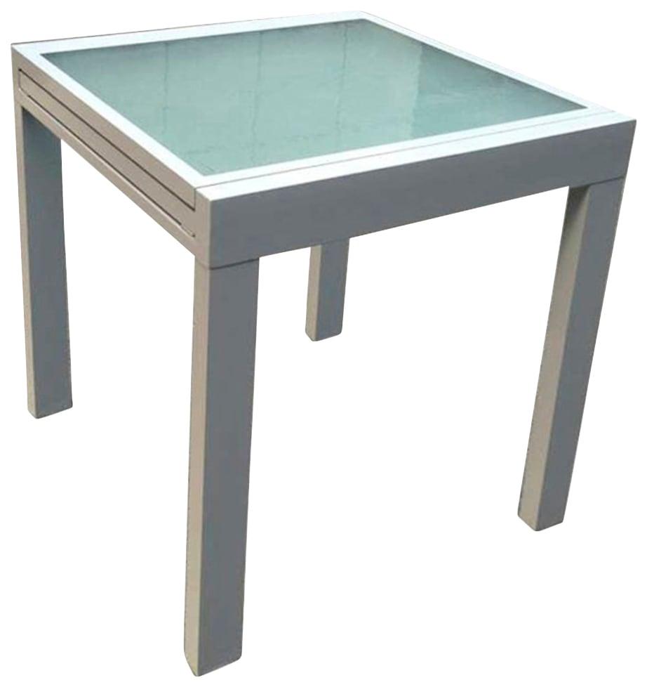 Gartentisch GARDEN PLEASURE "LOLA", grau (grau, grau), H:75cm, Aluminium;Wellenglas, Tische, Gartentisch, zum ausziehen