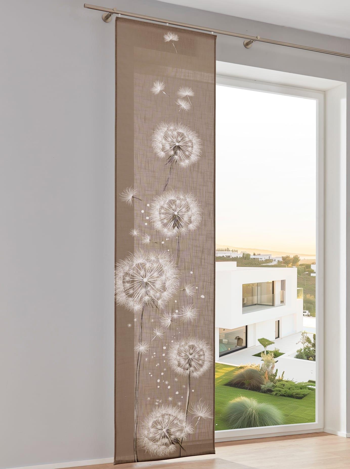 Schiebegardine HEINE HOME Gr. 3, braun, weiß, B:57cm H:225cm, Polyester, Gardinen, Schiebegardine