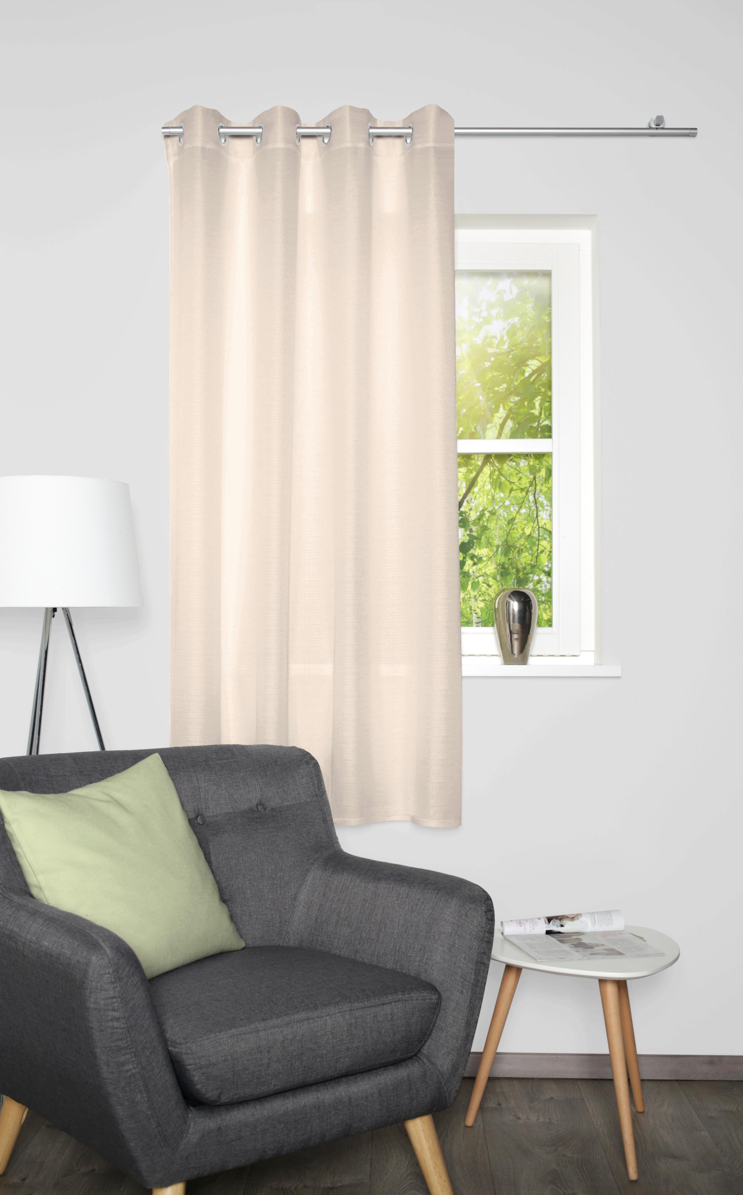 Vorhang HOME BASICS "BENOGA", beige, B:135cm H:175cm, Polyester, Gardinen, Vorhang, Ösenschal, Uni, Dekostruktur
