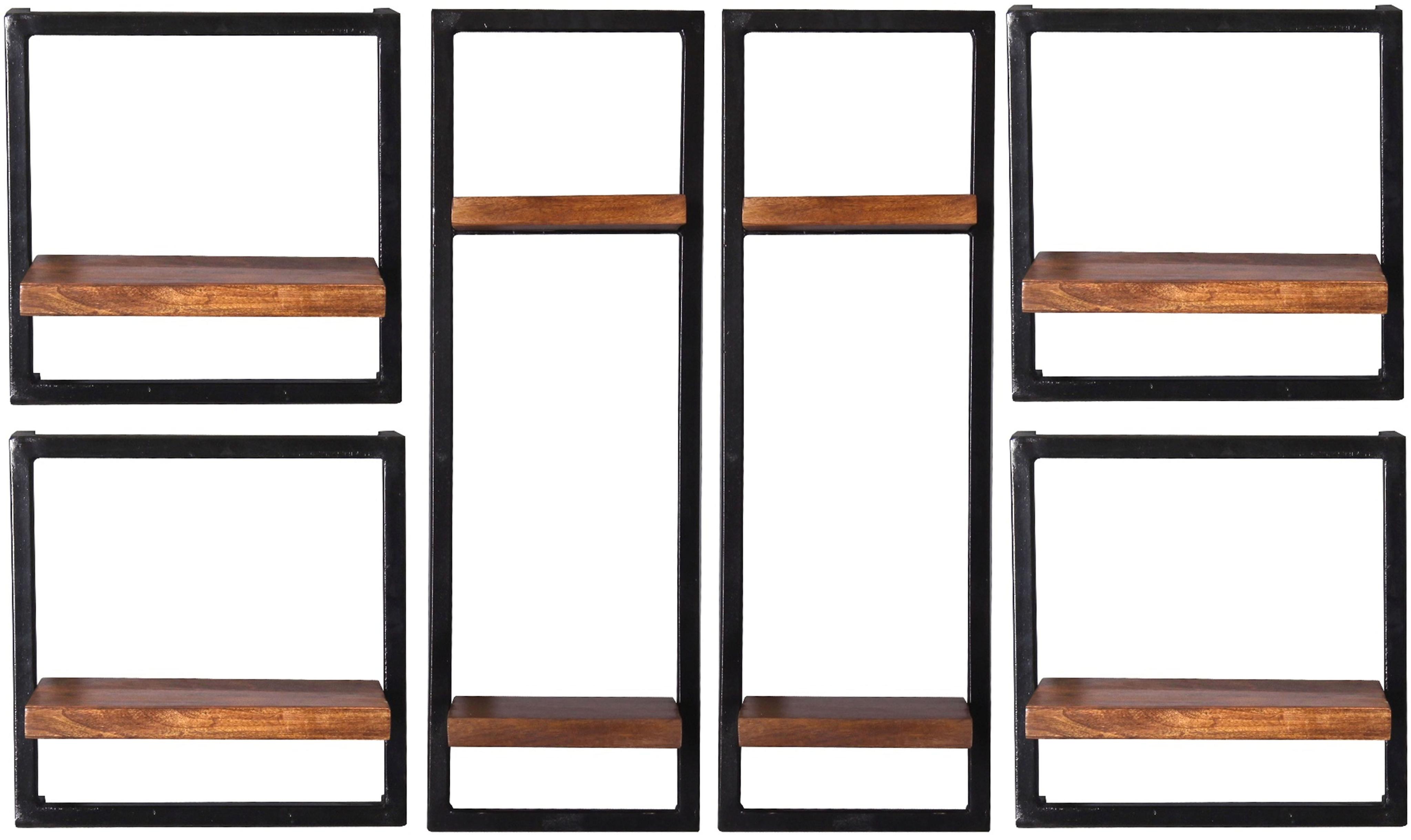 Wandregal SIT "Panama", schwarz (schwarz, natur), B:135cm H:75cm T:25cm, Regale, Wandregal