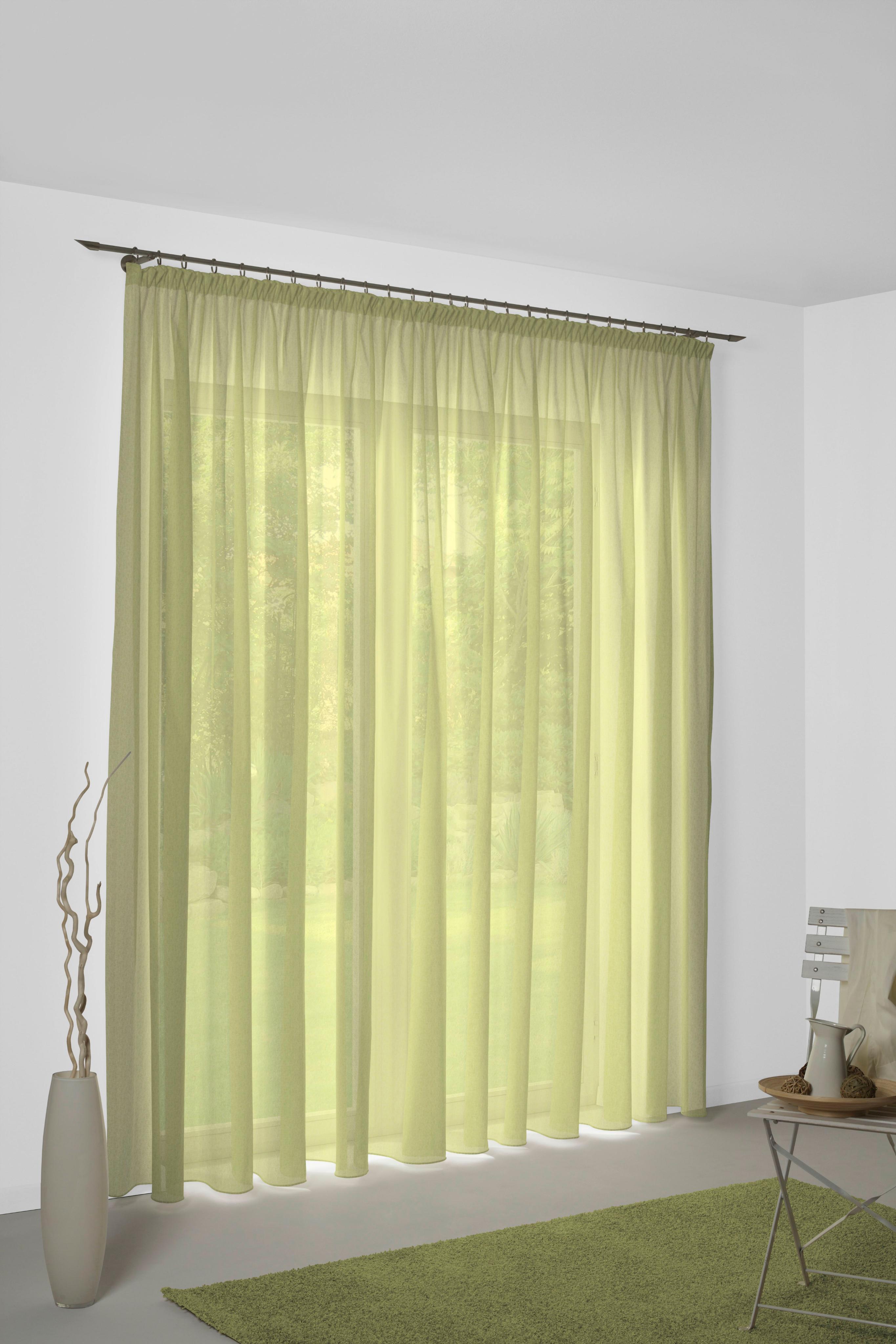 Vorhang WIRTH "Sunday" Gr. 1, grün (lindgrün), B:141cm H:145cm, Jacquard, Baumwolle, Polyester, Gardinen, Vorhang, nach Maß