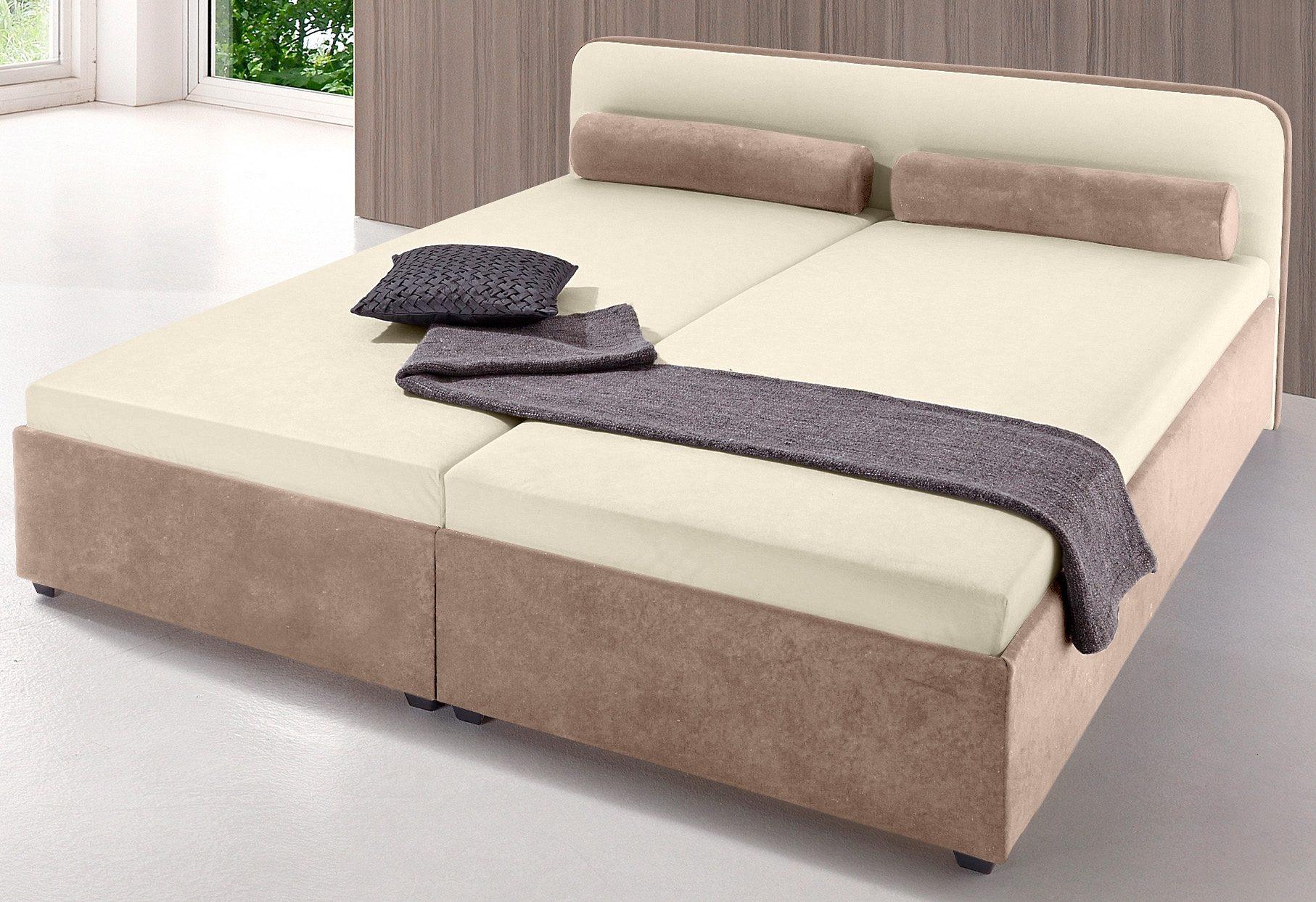 Polsterbett MAINTAL, beige (beige, braun), B:167cm L:211cm, Betten, Polsterbett, wahlweise mit Bettkasten