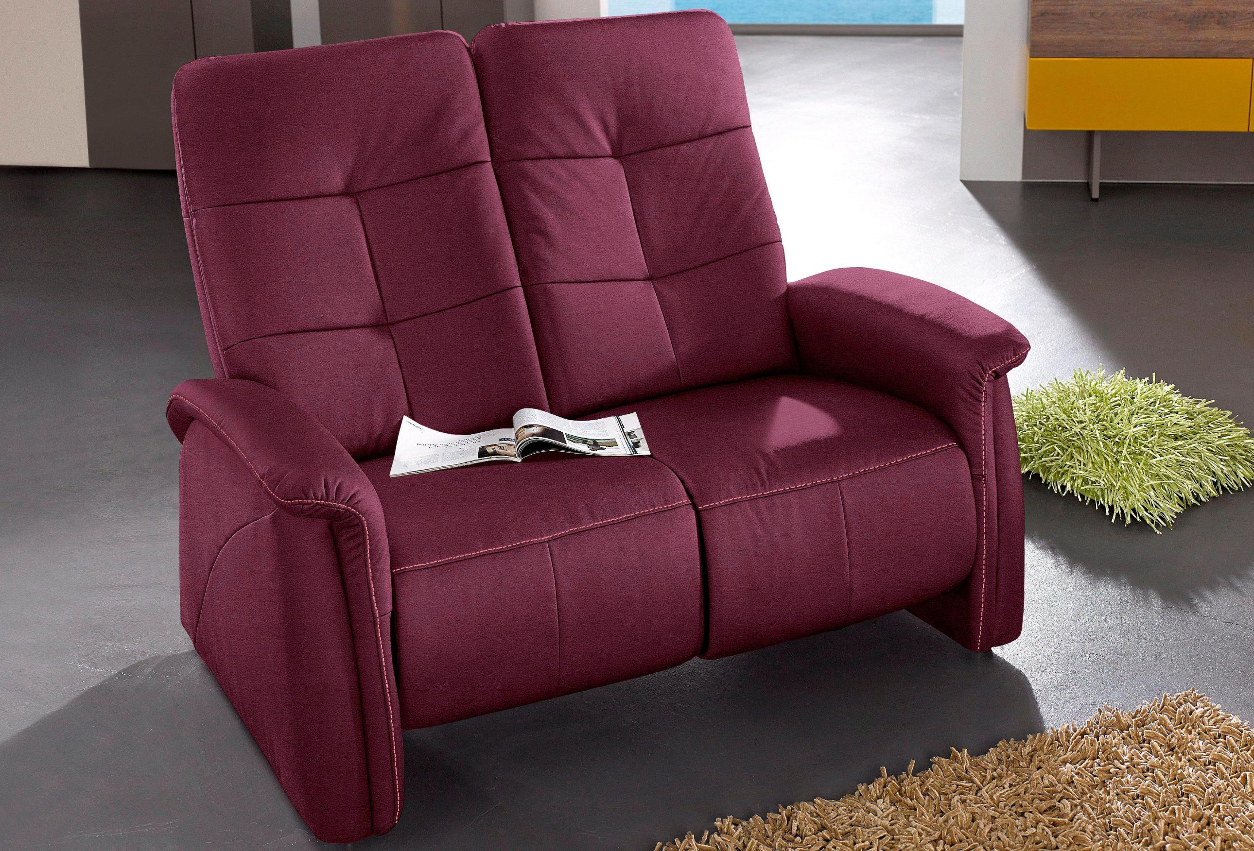 2-Sitzer EXXPO - SOFA FASHION "Tivoli, Kinosofa, bequem und komfortabel durch die Relaxfunktion", rot (bordeaux), B:140cm H:109cm T:97cm, Softlux-Kunstleder;NaturLeder;Luxus-Microfaser, »Aqua Clean« (50% Polyester, 35% Polyacryl, 15% Polyamid), Sofas, 2-Sitzer, (2-sitzig), schmale Armlehnen, hohe Rückenlehne