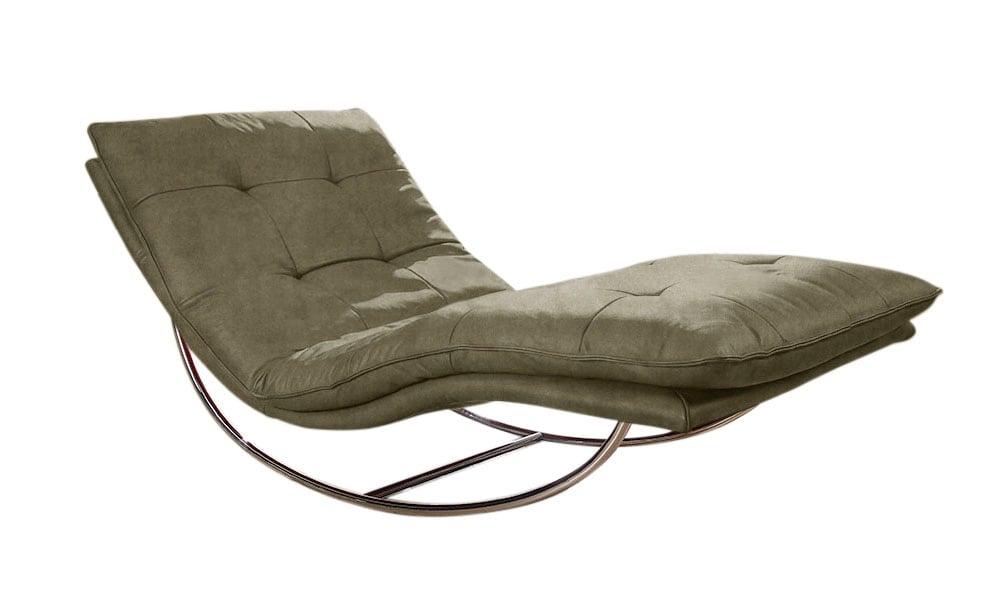 Relaxliege W.SCHILLIG "daily dreams", grün (camouflage z69), B:95cm H:85cm T:169cm, Longlife Xtra-Leder Z69: Das feinnarbige, gedeckte Softleder Z69 besticht durch seine außergewöhnliche Weichheit im trendigen »Vintage-Look«, Hautstärke 0, 9 - 1, 1 mm, Sofas, Relaxliege, in Waffelkissen-Optik, Schaukelgestell Chrom glänzend, in 2 Breiten