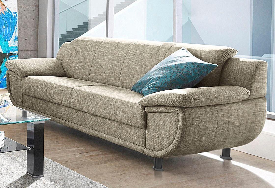 3-Sitzer TRENDMANUFAKTUR "Rondo, Breite 207 cm, breite Armlehnen, Füße schwarz", beige (sand, beige), B:207cm H:85cm T:94cm, Kunstleder SOFTLUX;Microfaser PRIMABELLE (100% Polyester);NaturLEDER (echtes Rindsleder);Struktur (54% Polyacryl, 46% Polyester), Sofas, 3-Sitzer, Big-Sofa wahlweise mit Federkern, in verschiedenen Bezügen bestellbar