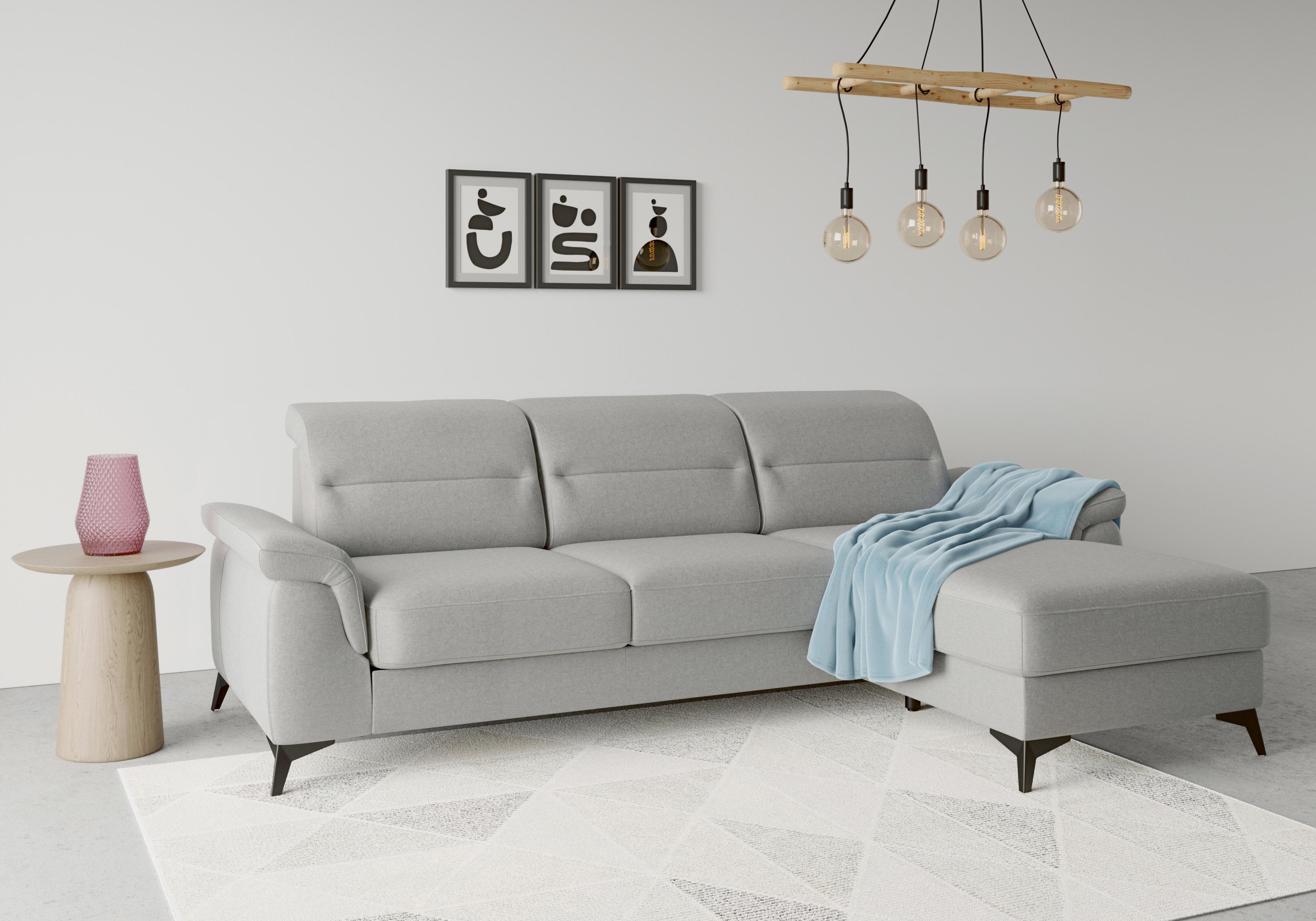 Ecksofa SIT & MORE "Sinatra L-Form", grau, B:258cm H:85cm T:170cm, 100% Polyester, Sofas, Ecksofa, mit Recamiere, optional mit Kopfteilverstellung und Armteilfunktion