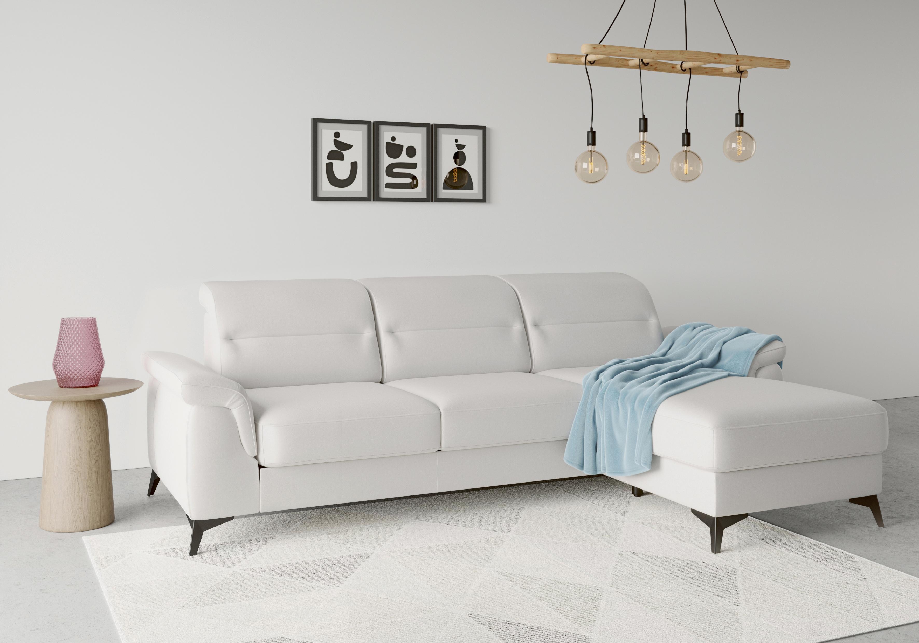 Ecksofa SIT & MORE "Sinatra L-Form", silber, B:258cm H:85cm T:170cm, 98% Polyester, 2% Polyamid, Sofas, Ecksofa, mit Recamiere, optional mit Kopfteilverstellung und Armteilfunktion