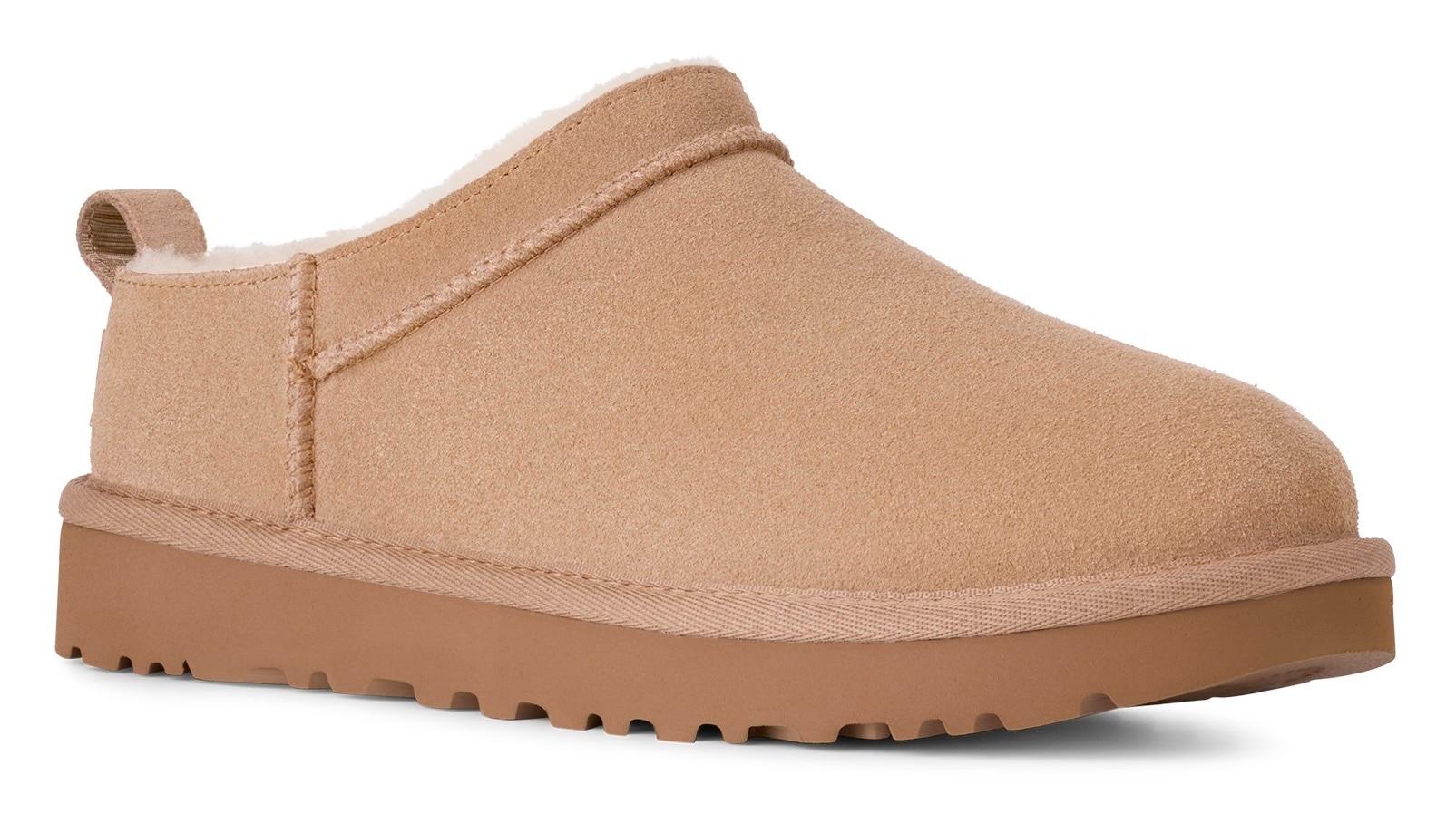 Clog UGG "Unisex CLASSIC MICRO", Mädchen, Gr. 7 (38), sand, Veloursleder, Schuhe Clog, Homeslippers, Pantoffel, Schlupfschuh im neuen Design