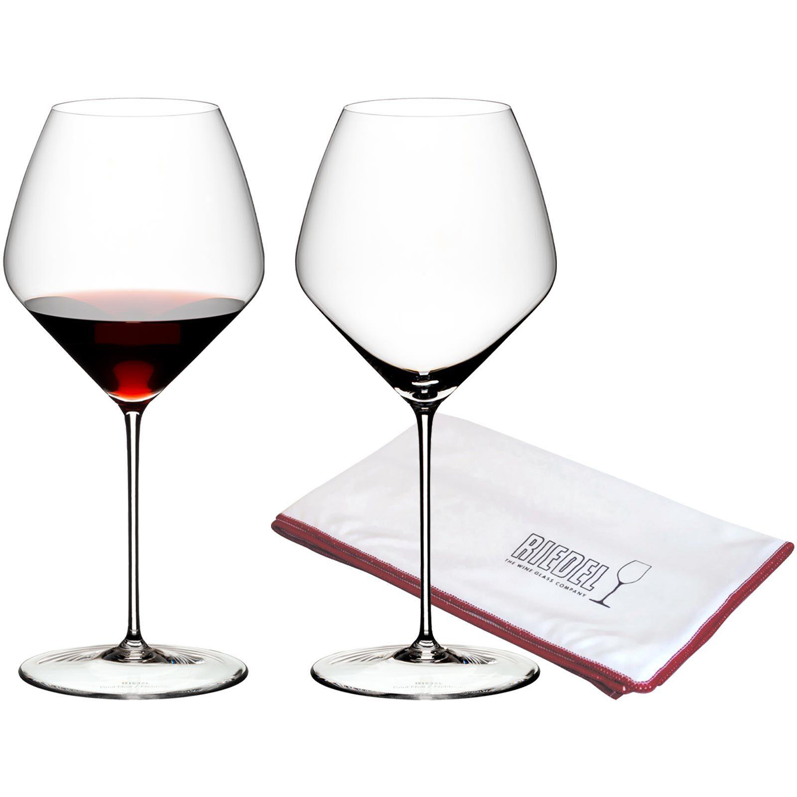 Rotweinglas "Pinot Noir / Nebbiolo Gläser + Poliertuch Veloce 763 ml 2er Set transparent", bunt (transparent), Glas, RIEDEL THE WINE GLASS COMPANY, Trinkgefäße, Rotweinglas