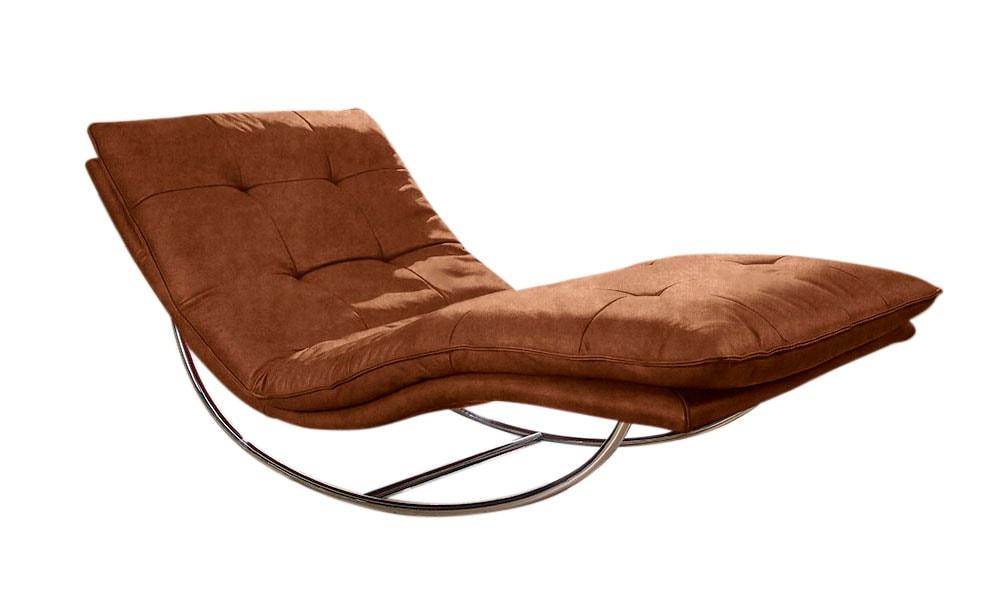 Relaxliege W.SCHILLIG "daily dreams", braun (cognac z69), B:95cm H:85cm T:169cm, Longlife Xtra-Leder Z69: Das feinnarbige, gedeckte Softleder Z69 besticht durch seine außergewöhnliche Weichheit im trendigen »Vintage-Look«, Hautstärke 0, 9 - 1, 1 mm, Sofas, Relaxliege, in Waffelkissen-Optik, Schaukelgestell Chrom glänzend, in 2 Breiten