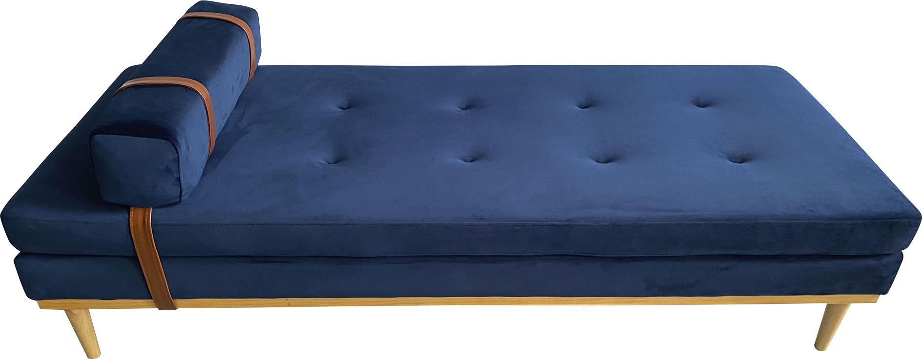 Daybed SALESFEVER "Bett: Entspannung pur", blau (blau, natur, natur), B:75cm H:42cm L:180cm, 100% Polyester, Daybetten, Daybed, Entspannung pur: Tagesliege mit Kopf- und Nackenstütze