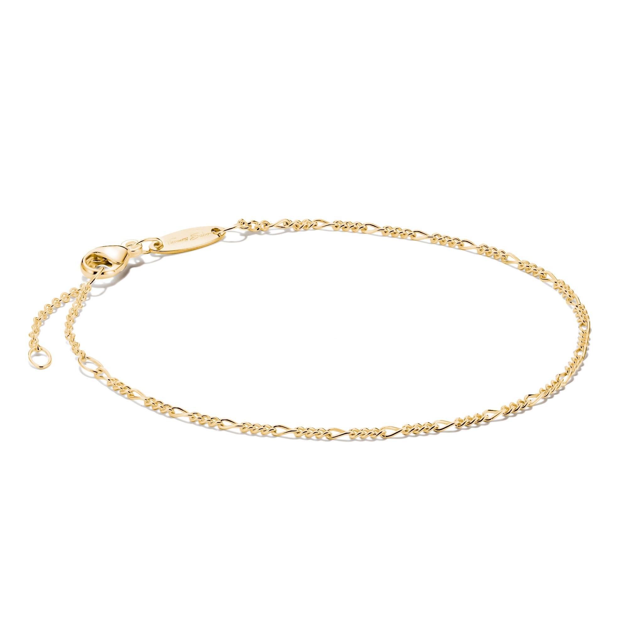 Armband THOMAS SABO "Figaro-Armband" Gr. 19, gold (gelbgoldfarben), Armbänder, Damen, 19, Silber 925 (recycelt), Armband