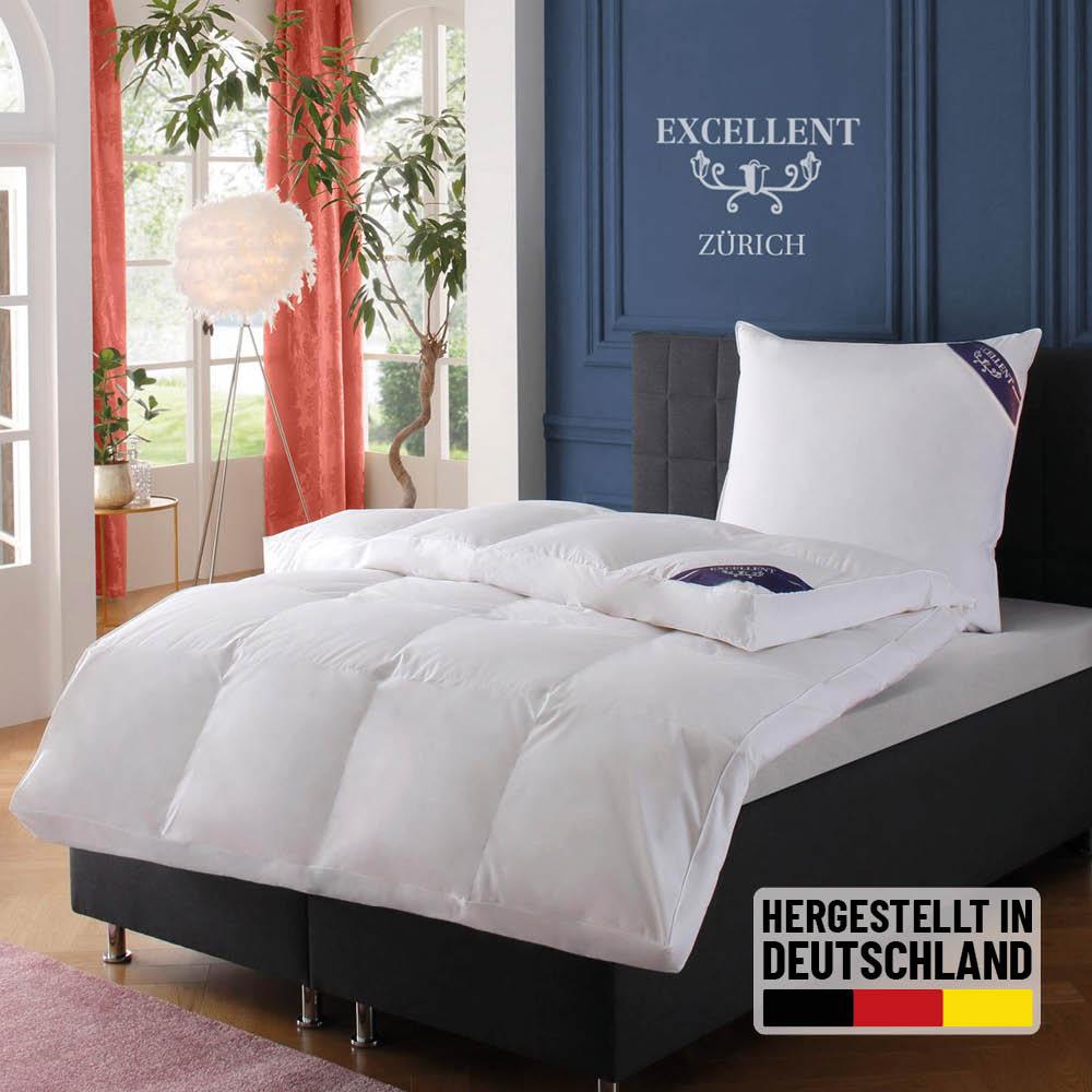 Daunenbettdecke EXCELLENT "Zürich, Bettdecke normal mit Bestnote "Hoher Schlafkomfort" bewertet.", weiß, B:200cm L:220cm, Bezug: 100% Baumwolle. Füllung: 100% Daunen, Bettdecken, Daunenbettdecke, Bettdecke 135x200 cm, 155x220cm und weitere Größen, Made in Germany