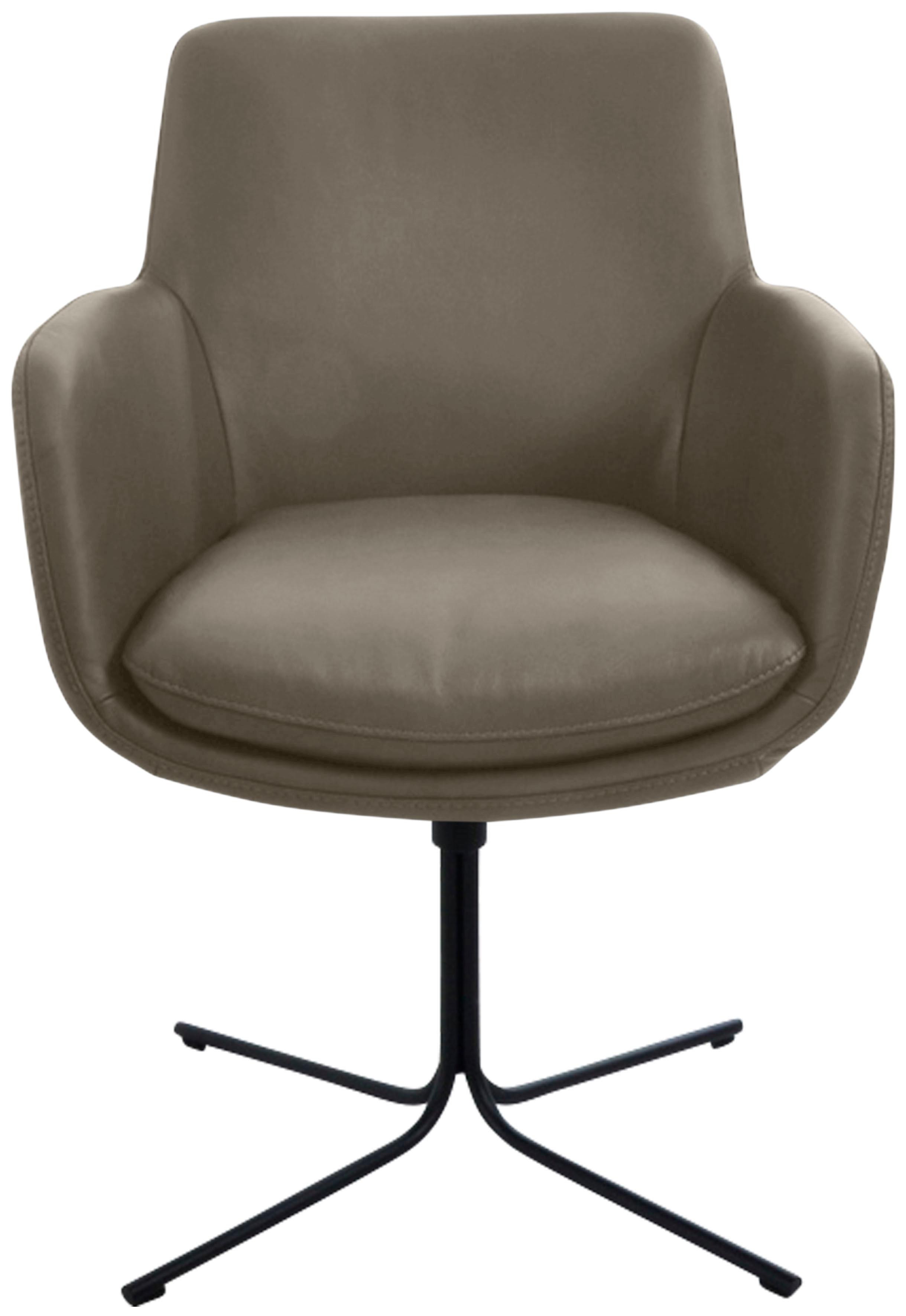 Drehstuhl K+W KOMFORT & WOHNEN "Pego", grün (kaktus 21), B:59cm H:84cm T:65cm, Stühle, Drehstuhl, filigranem 4-Fuß-Gestell in schwarz