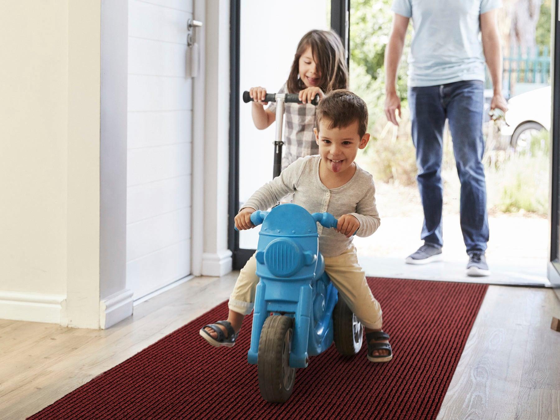 Läufer "Schmutzfangläufer GIN, Made in Belgium", rot, B:200cm H:6mm L:500cm, Polypropylen (PP), PRIMAFLOR-IDEEN IN TEXTIL, Teppiche, Läufer, Schmutzfangmatte, meliert, gesteift, strapazierfähig, rutschhemmend