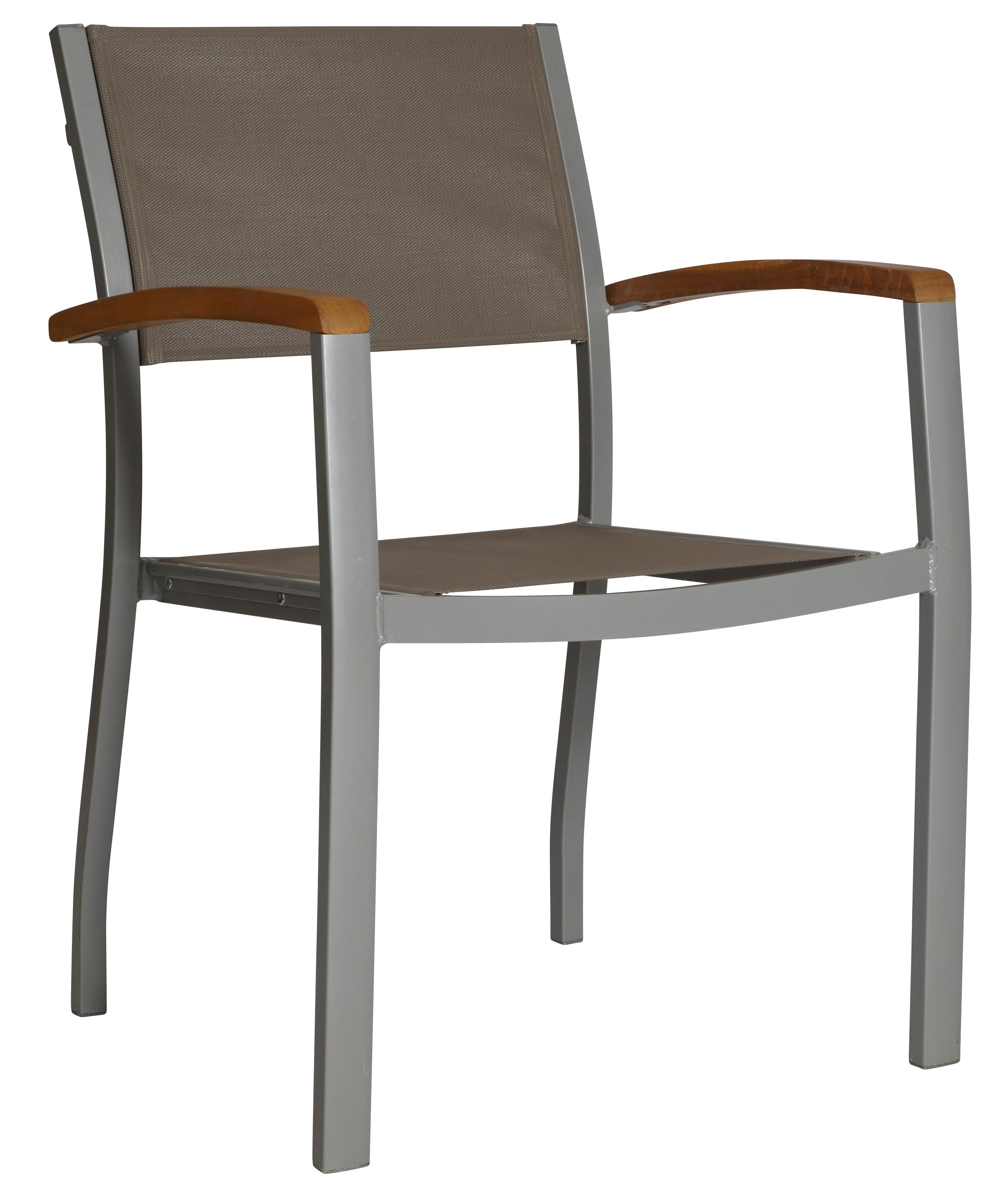 Gartenstuhl MERXX "Monaco", grau, B:59cm H:85cm T:56cm, Stühle, Gartenstuhl, Armstützen aus Akazie, stapelbar