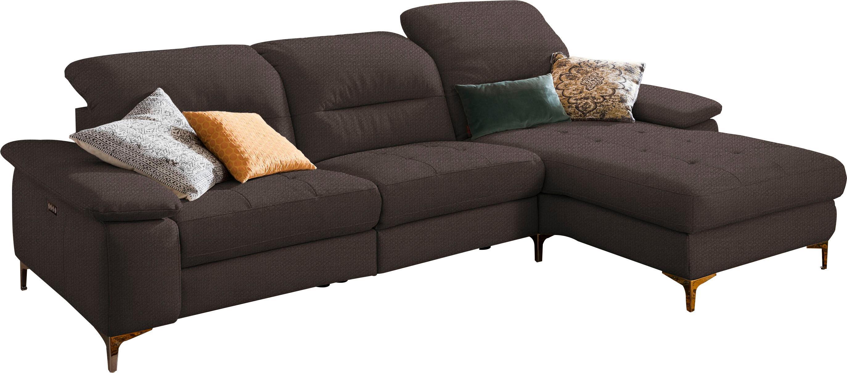 Ecksofa HOME AFFAIRE "Basel L-Form", braun (mocca), B:280cm H:84cm T:184cm, Luxus-Mikrofaser Lederoptik: 100% Polyester, ;Struktur: 85% Polyester, 15% Viskose, , Sofas, Ecksofa, mit vollmotorischer Relaxfunktion und motorischer Recamiere
