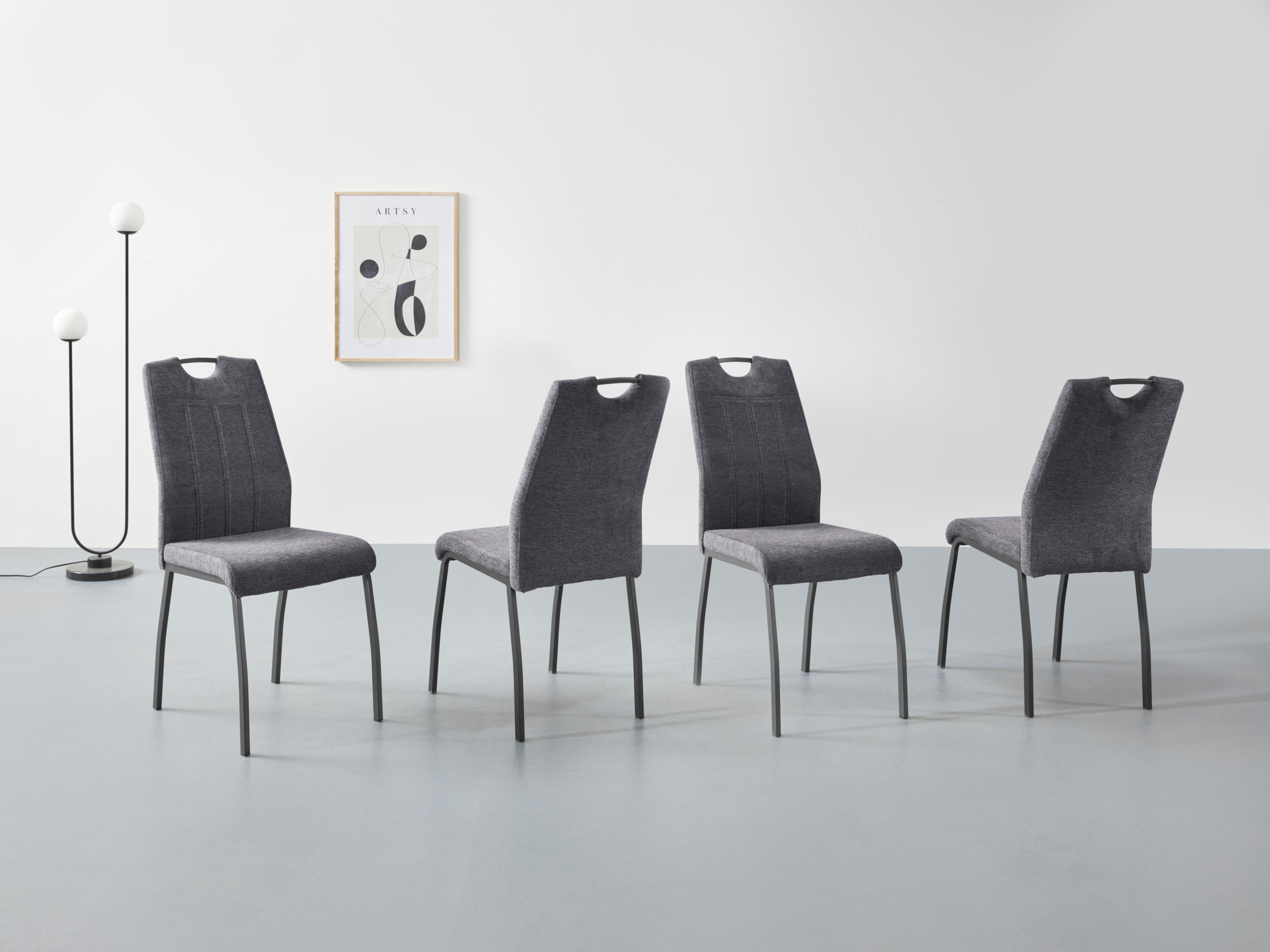 Esszimmerstuhl HELA "ELIF", grau (anthrazit, grau), B:44cm H:96cm T:64cm, 100% Polyester, Stühle, Esszimmerstuhl, 140 Kg Belastbar, Küchenstuhl