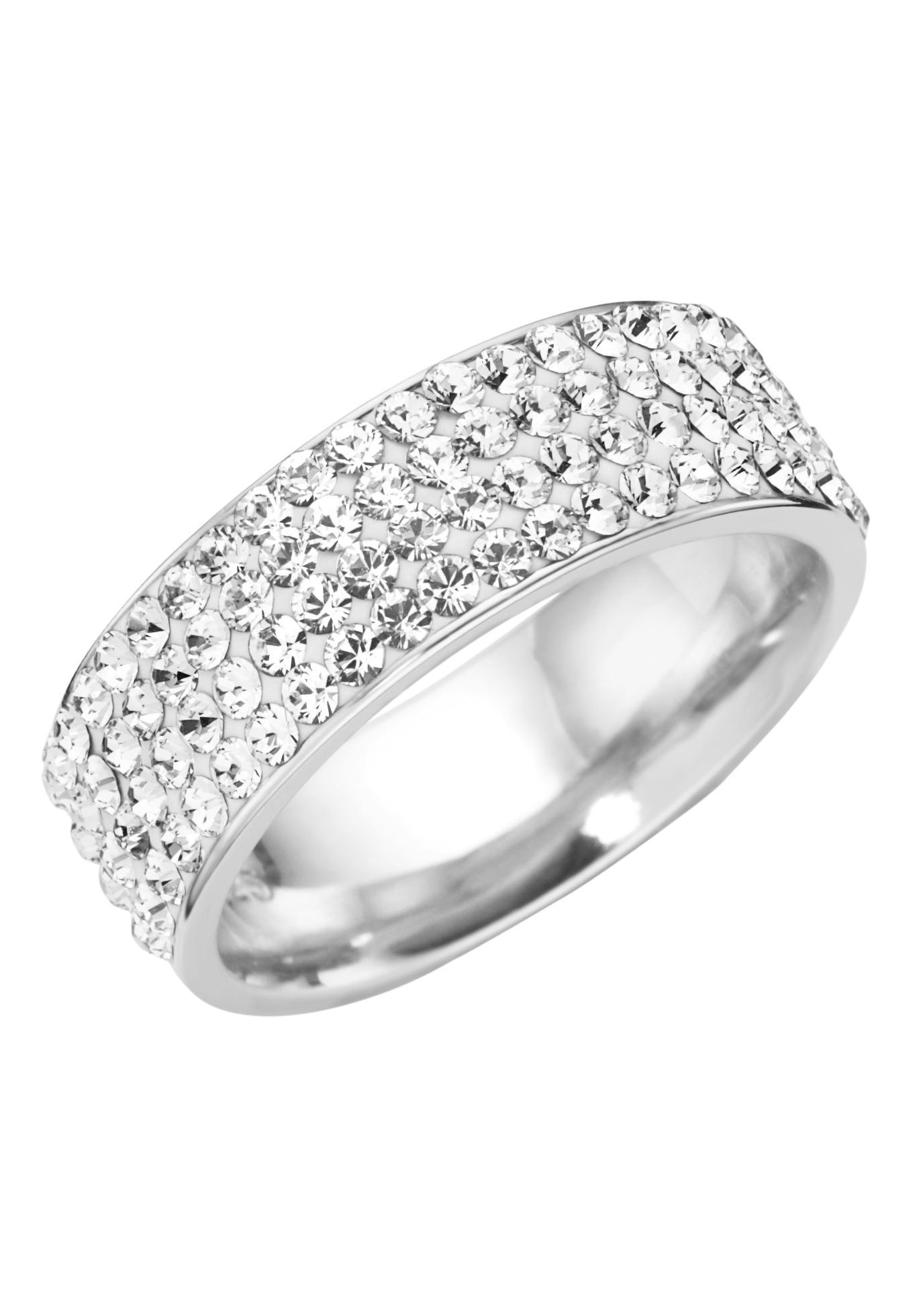 Fingerring FIRETTI "Schmuck Geschenk Silber 925 Silberring" Gr. 52, silber (silberfarben, kristallweiß), Fingerringe, Damen, 52, Silber 925 (Sterlingsilber), 7,5mm, Fingerring, mit Kristallstein