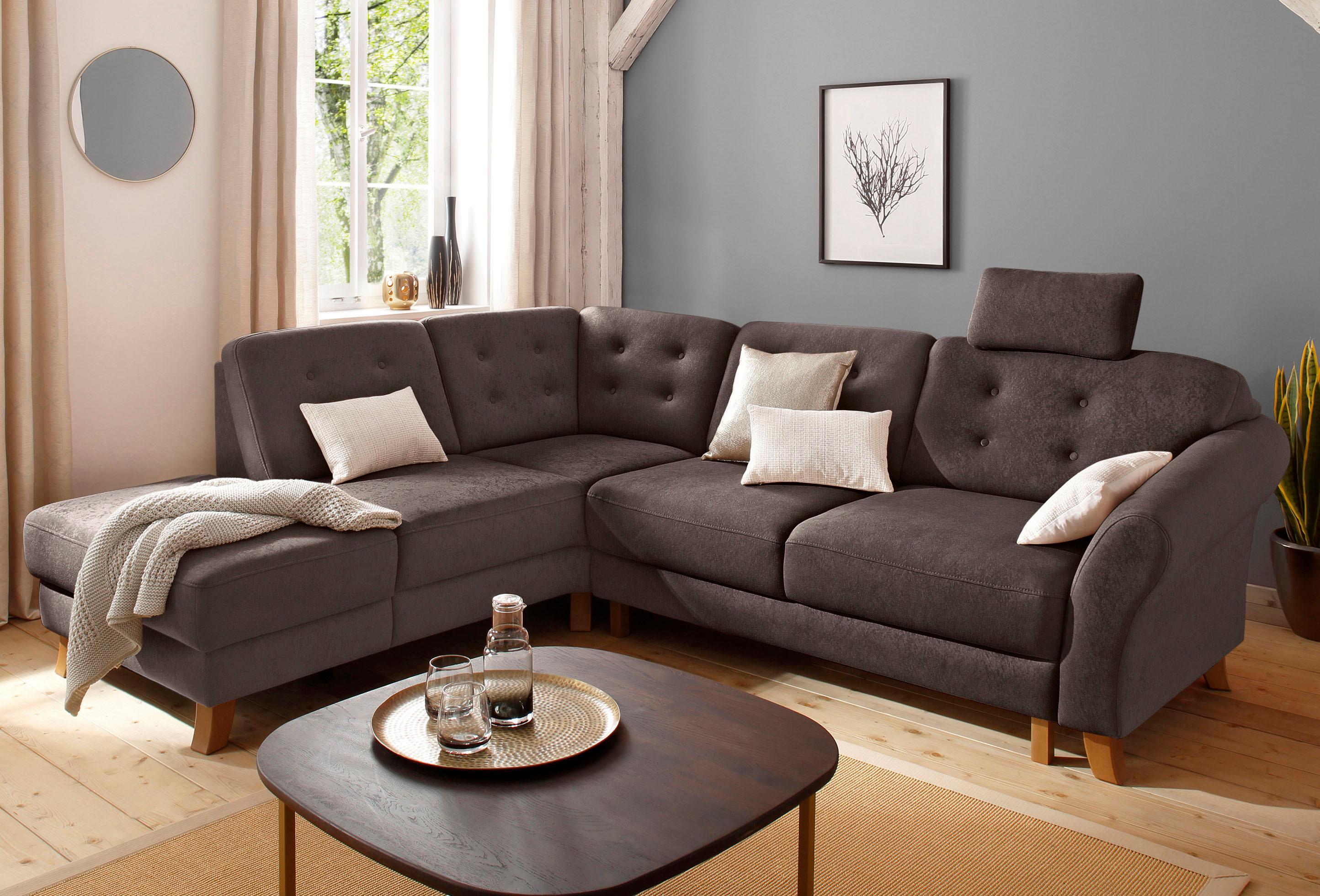 Ecksofa HOME AFFAIRE "Trondheim L-Form", braun (dunkel braun), B:260cm H:89cm T:90cm, Struktur weich ( 97% Polyester, 3% Baumwolle);Luxus-Microfaser ALTARA NUBUCK (100% Polyester);Luxus-Microfaser Lederoptik (100% Polyester), Sofas, Ecksofa, mit Federkern
