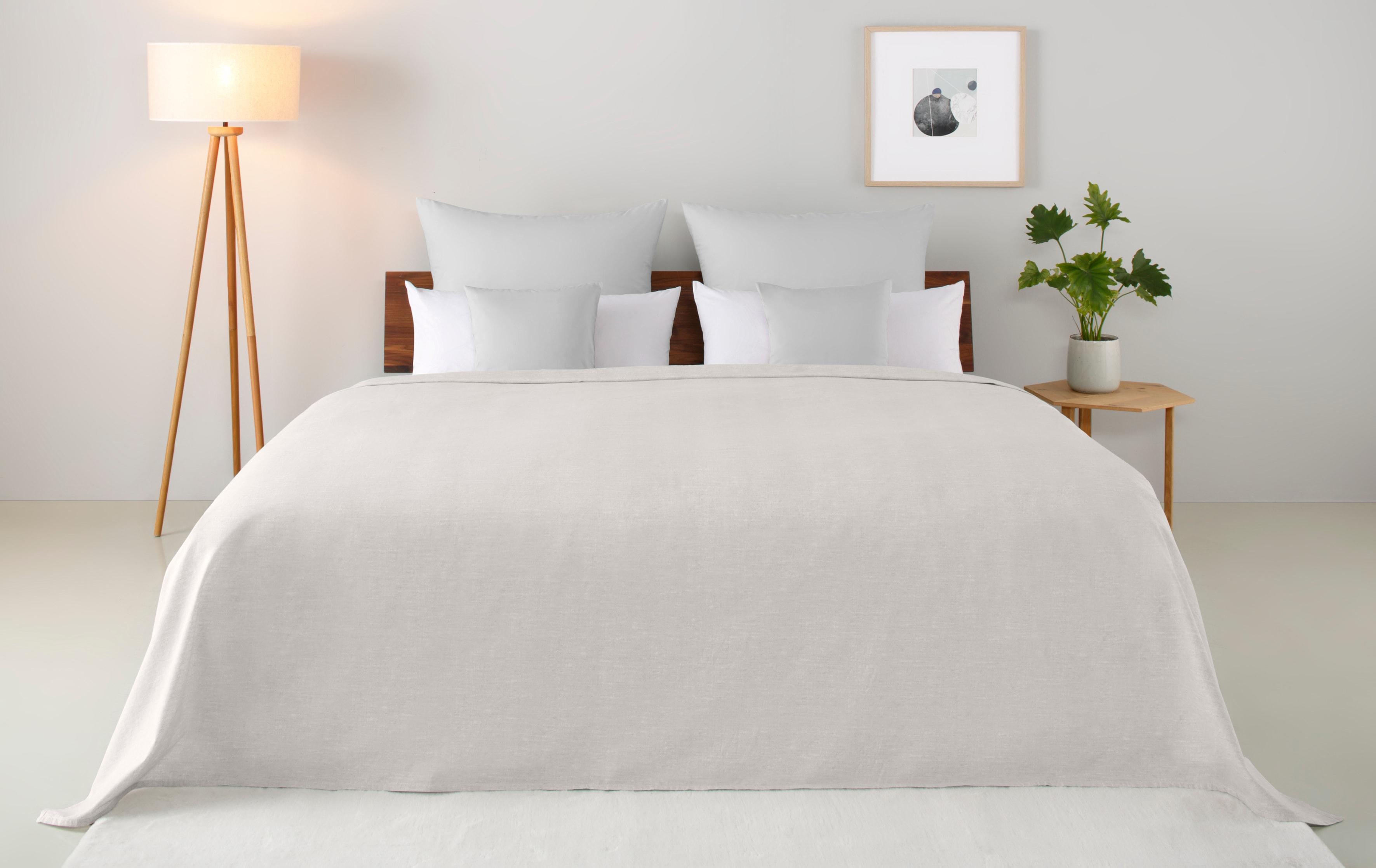 Tagesdecke OTTO HOME "Melli Tagesdecke, Überwurf im Landhausstil, für Kinder und Erwachsene", grau (hellgrau, meliert), B:140cm L:210cm, Baumwolle, Tagesdecken, Tagesdecke, leichter Bettüberwurf ohne Füllung, auch als Tischdecke verwendbar, Topseller