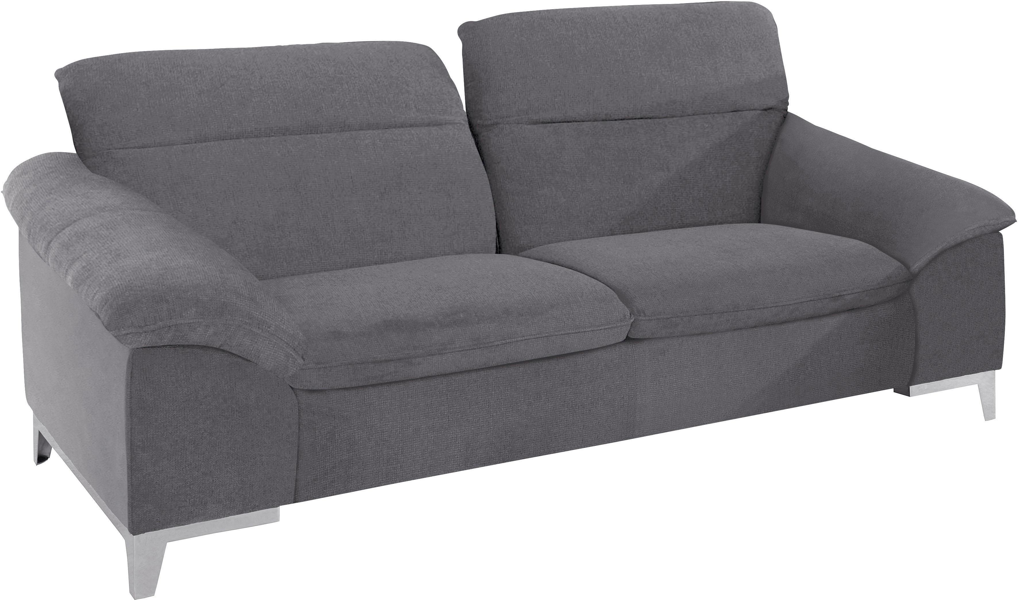 2-Sitzer COTTA "Teresa", grau (stone), B:218cm H:84cm T:109cm, Chenille (90% Polyester; 10% Polyamid );Struktur (100% Polyester ), Sofas, 2-Sitzer, mit Kopfteilverstellung