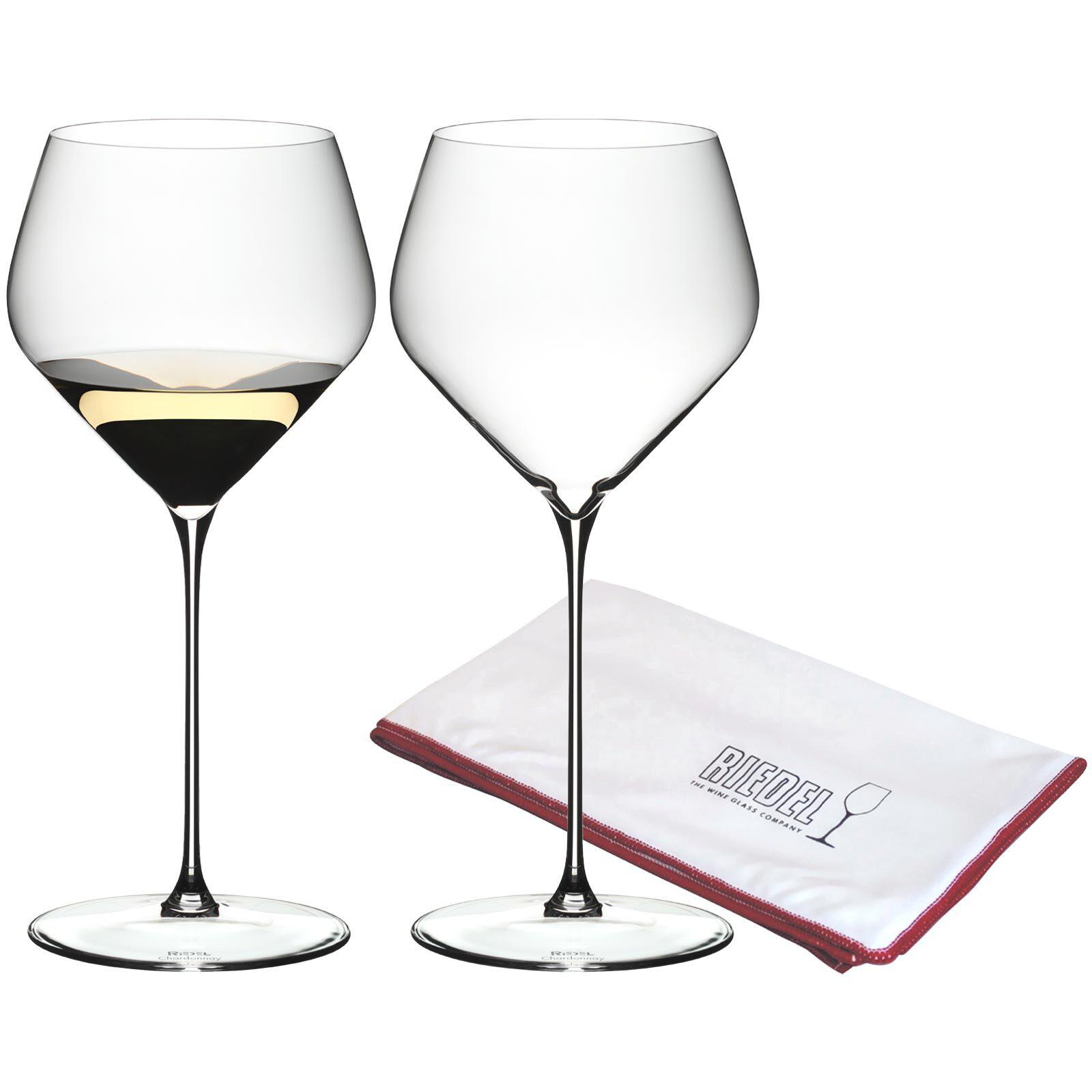 Weißweinglas "Chardonnay Weingläser + Poliertuch Veloce 690 ml 2er Set transparent", bunt (transparent), Glas, RIEDEL THE WINE GLASS COMPANY, Trinkgefäße, Weißweinglas