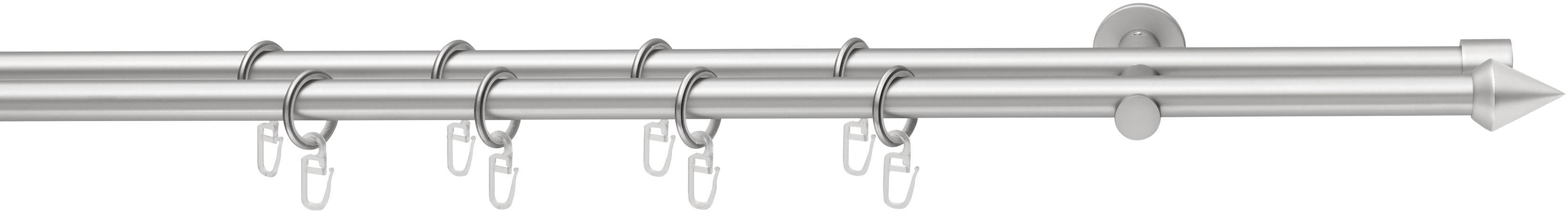 Gardinenstange GOOD LIFE "PUNTA" Gr. 1, grau (chromfarben), L:160cm Ø:16mm, Kunststoff, Metall, Gardinenstangen, Gardinenstange, mit Ringen