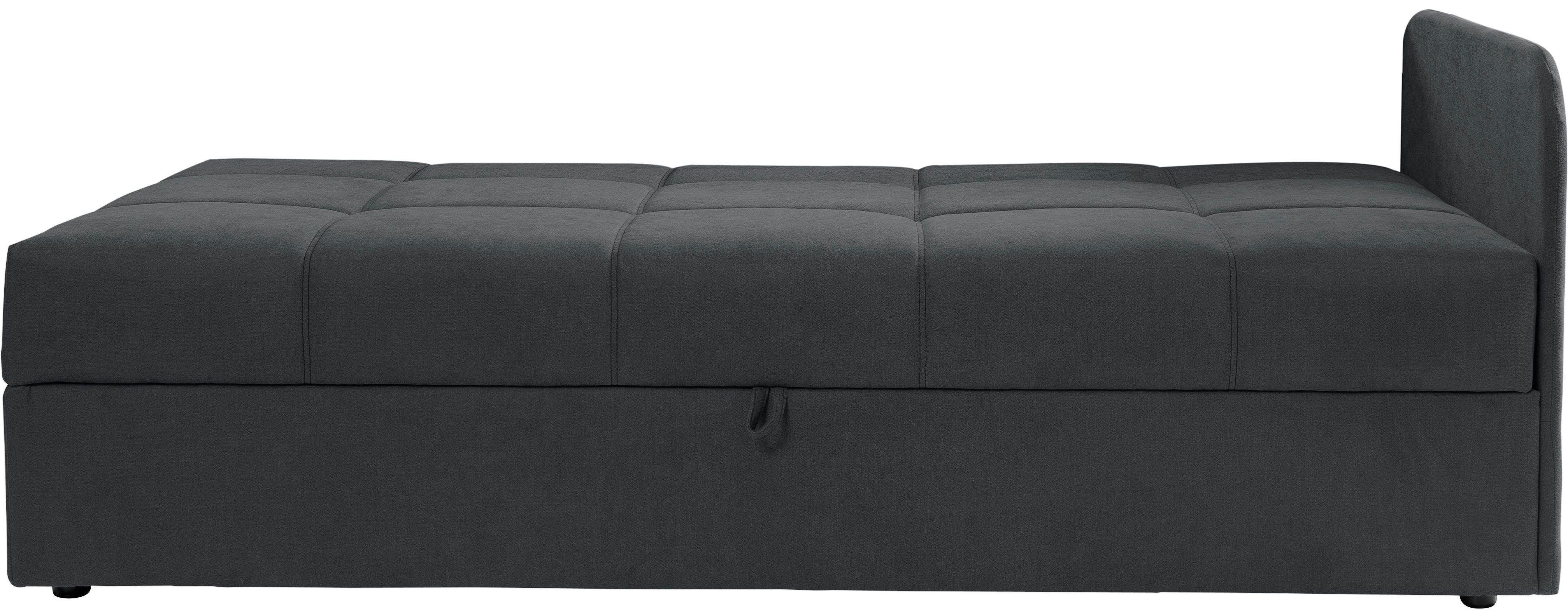 Schlafsofa ALINA "Marla", grau (basaltgrau eqe 129), B:205cm H:73cm T:91cm, Chenille EQE (100% Polyester), Sofas, Schlafsofa, inkl. Stauraum, Armlehne wahlweise links ode rechts