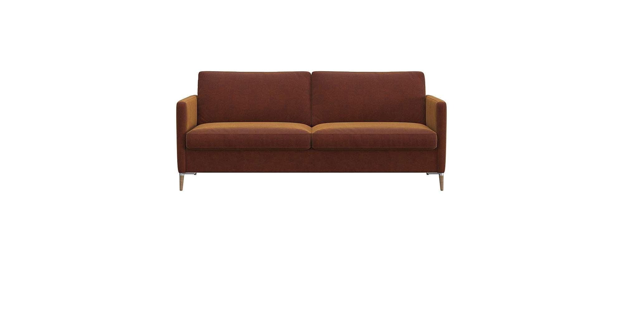 2,5-Sitzer FLEXLUX "Fiore, super bequem durch Kaltschaum im Sitz", braun (cognac), B:181cm H:85cm T:92cm, 100% Polyester, Sofas, 2 5-Sitzer, schmale Armlehnen, Füße Alu+ Eiche
