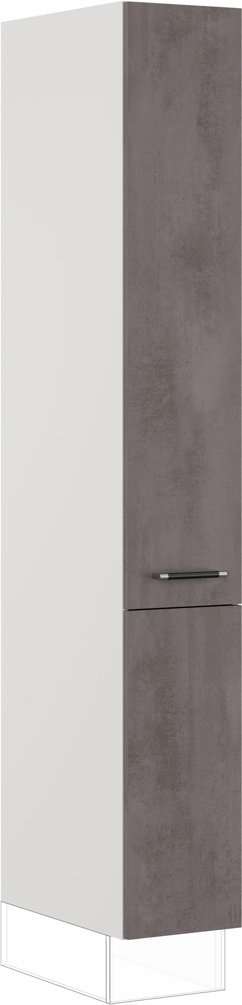 Apothekerschrank IMPULS KÜCHEN "Prag", Breite/Höhe: 30/205,1 cm, mit Soft-Close", grau (beton, optik schiefer dunkelgrau), B:30cm H:205,1cm T:57,6cm, Dekorfolie, Holzwerkstoff, Schränke, Apothekerschrank, vormontiert, mit Auszug, mit Körben