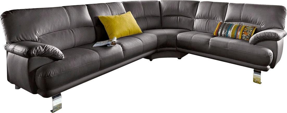 Ecksofa TRENDMANUFAKTUR "Cecilia in italienischem Design, modern und komfortabel, L-Form", braun, B:280cm H:87cm T:240cm, NaturLEDER (echtes Rindsleder) in Sitz und Rücken. Korpus in passendem Kunstleder SOFTLUX bezogen;Luxus-Microfaser ALCAZAR (100% Polyester);Kunstleder SOFTLUX;Microfaser PRIMABELLE (100% Polyester), Sofas, Ecksofa, bequeme Armlehnen, mit langem Schenkel