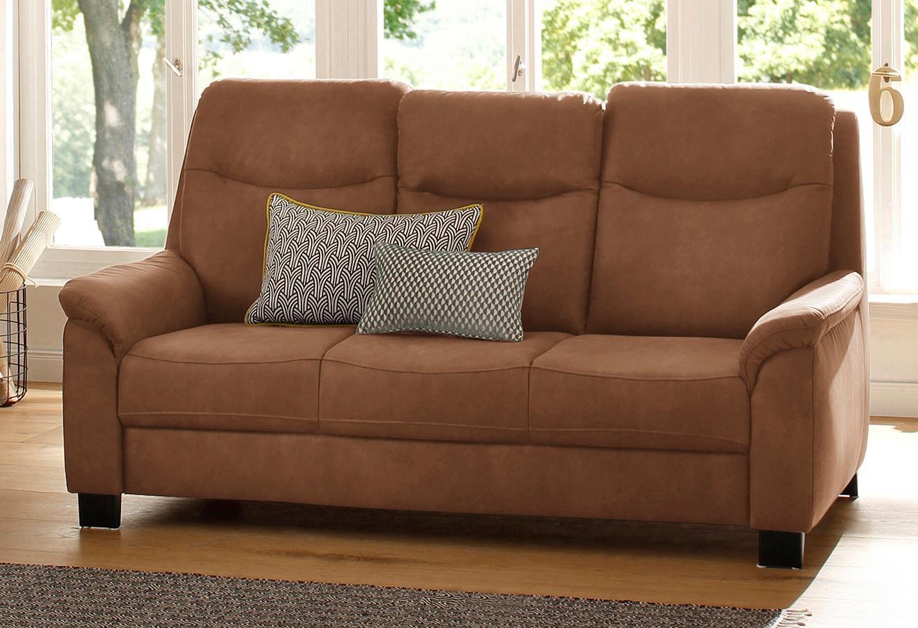 3-Sitzer HOME AFFAIRE "Boccaccio", braun (cognac), B:193cm H:104cm T:96cm, Struktur weich (90% Polyester / 10% Polyamid);Luxus-Microfaser (100% Polyester);Luxus-Microfaser Vintageoptik(100% Polyester), Sofas, 3-Sitzer, mit Federkern, incl. Kopfteilverstellung