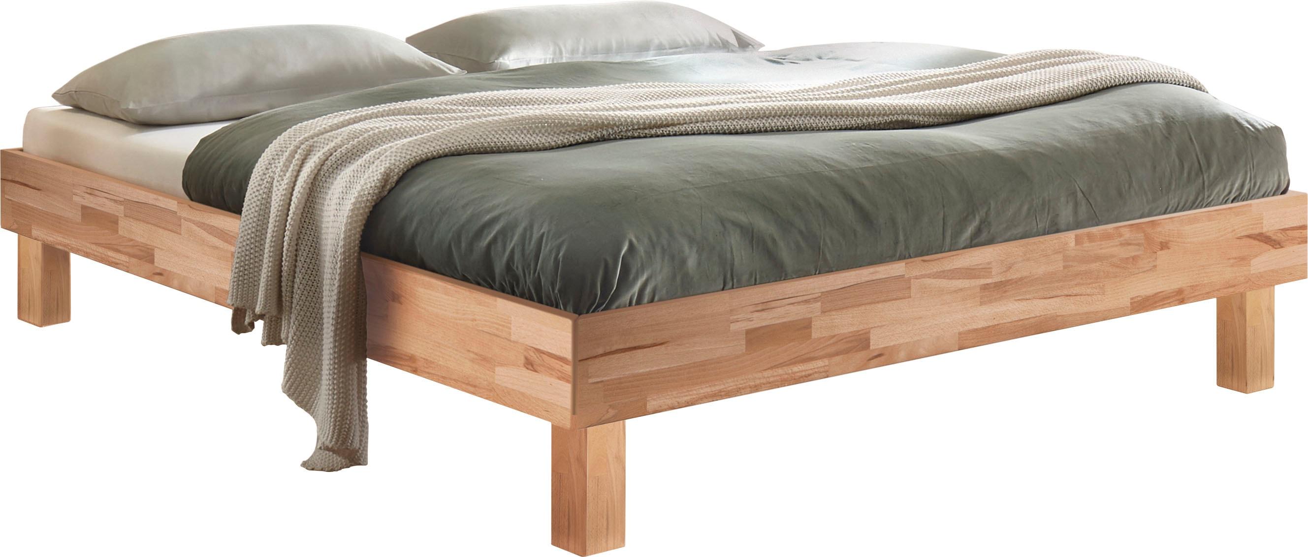 Holzbett HASENA "Rapallo", beige (kernbuche natur, geölt), B:146cm H:41cm L:205cm, Kernbuche massiv, Betten, Holzbett, Fußhöhe 25 cm