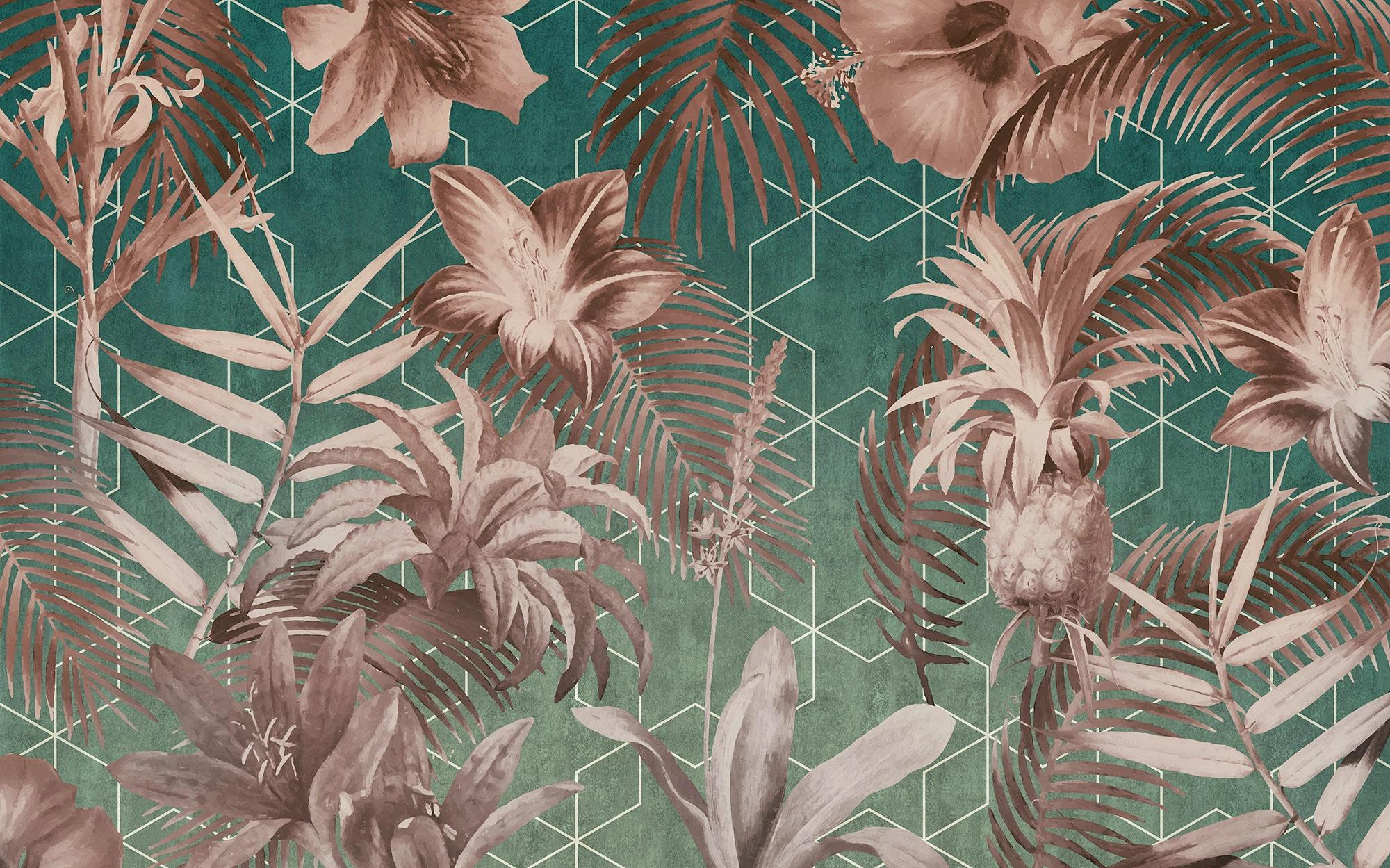 Vliestapete KOMAR "Digitaldruck Vlies - Toujours - Größe 400 x 250 cm", grün (grün, rosa), B:400m L:250m, Vlies, Tapeten, Vliestapete, Wohnzimmer, Schlafzimmer