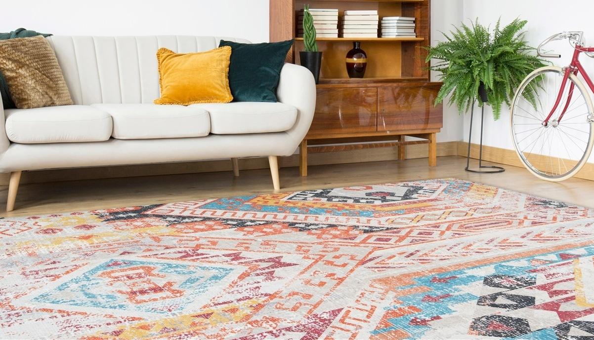 Teppich ARTE ESPINA "Indiana 200", bunt (multi, orange), B:80cm H:10mm L:150cm, Baumwolle, Polyester, Teppiche, Teppich, Vintage Optik, Wohnzimmer