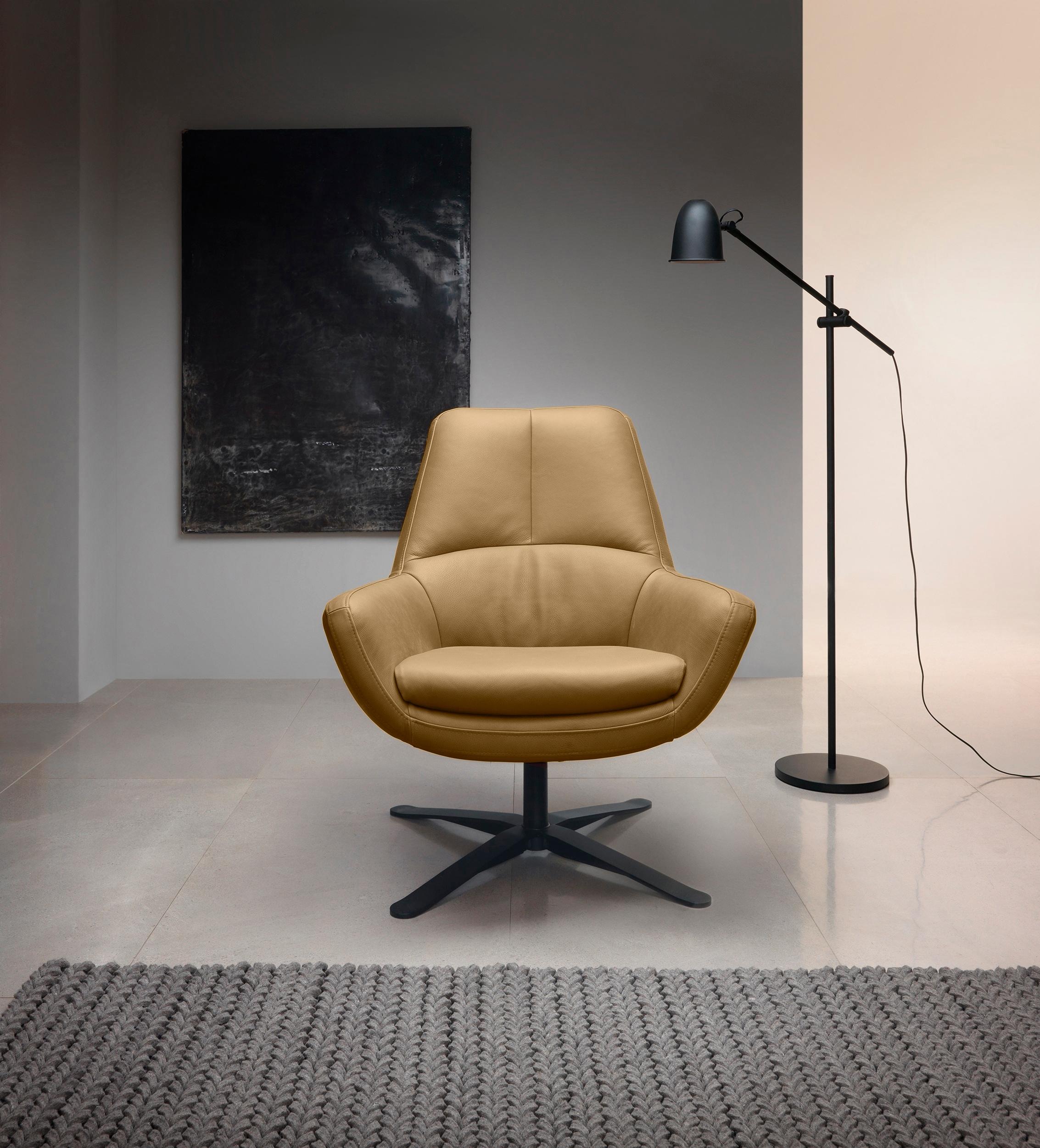 Drehsessel BETYPE "Be Organic Standard Back, Loungesessel", grau (stone), B:81cm H:92cm T:83cm, 100% Echtleder, Sessel, Drehsessel, in elegantem Design mit Drehfunktion