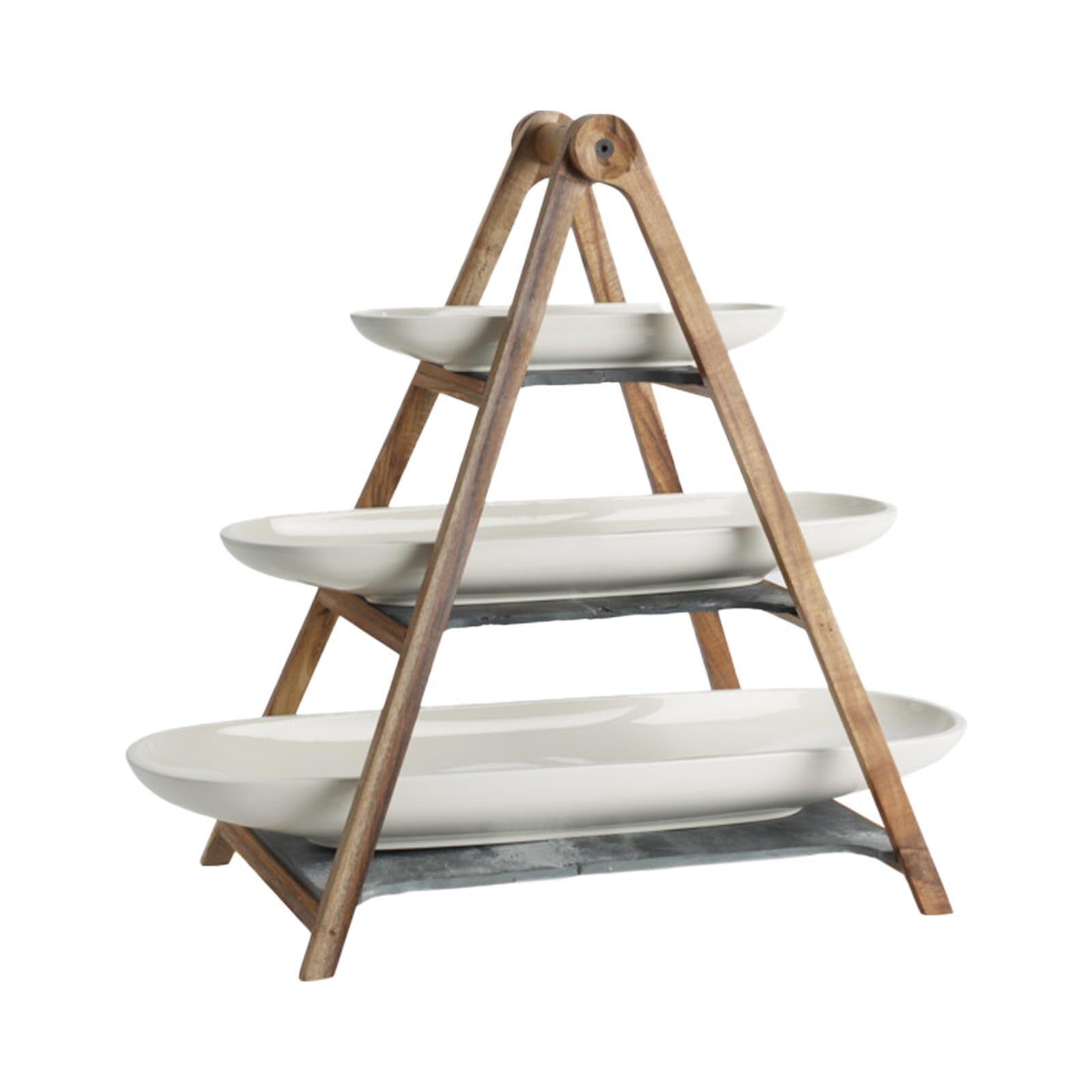 Etagere VILLEROY & BOCH "Etagere Artesano Original 47,5 cm weiß", weiß, L:41,5cm, Holz, Servierplatten, Etagere