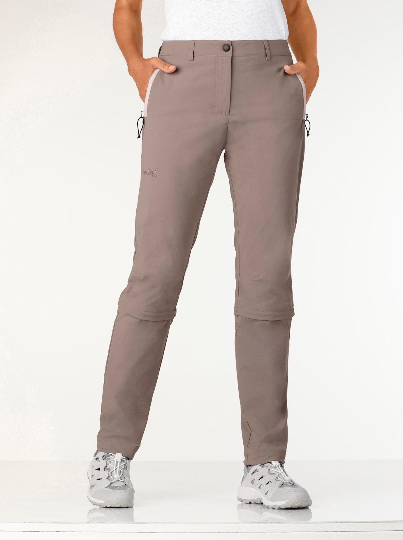 Zip-off-Hose CASUAL LOOKS, Damen, Gr. 36, Normalgrößen, grau (taupe), 95% Polyamid, 5% Elasthan, unifarben, lang, Hosen Zip-off-Hose