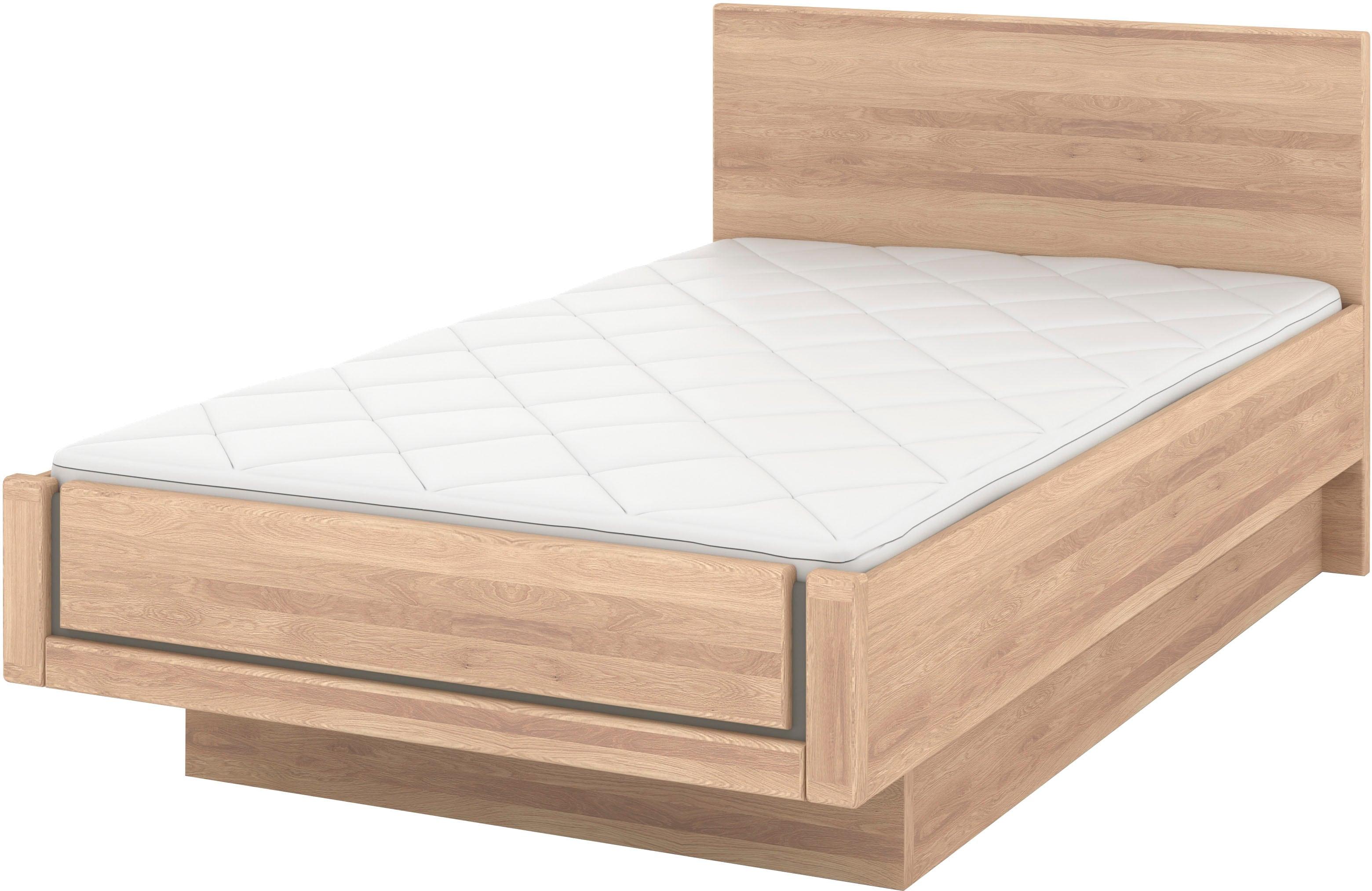 Holzbett MUSTERRING "Sorrent, Bettgestell, Bettrahmen, teilmassiv Eiche", braun (weiß, neutral), B:120cm L:210cm, Betten, Holzbett, Eiche teilmassiv, Liegehöhenverstellung, in schwebender Optik