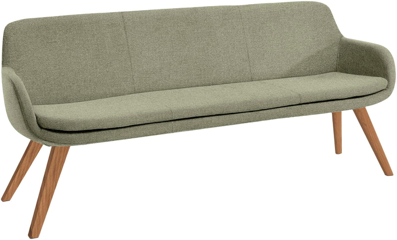 Essbank MUSTERRING "Tavia", grün (oliv, wildeiche), B:180cm H:87cm T:66cm, 100% PES, Sitzbänke, Essbank, Stativgestell Wildeiche massiv geölt, Breite 180, 200 oder 220 cm