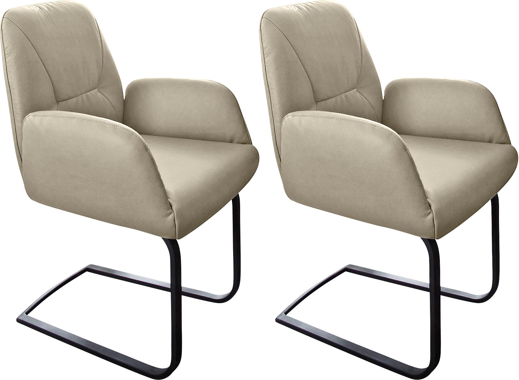 Freischwinger W.SCHILLIG "ole", grau (eisgrau z59, schwarz pulverbeschichtet), B:63cm H:90cm T:64cm, Longlife Xtra-Leder Z69: Das feinnarbige, gedeckte Softleder Z69 besticht durch seine außergewöhnliche Weichheit im trendigen »Vintage-Look«, Hautstärke 0, 9 - 1, 1 mm;Longlife Xtra-Leder Z79: Das Z79 gehört zu der Familie der Anilin-Touch-Leder, die durch ihren besonders angenehmen Griff überzeuge