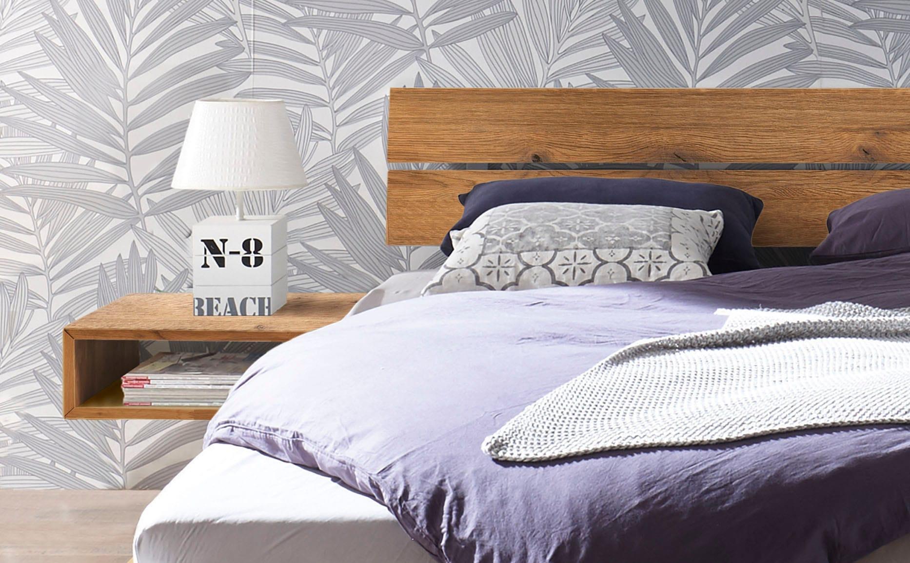 Holzbett HASENA "Prato", braun (wildeiche natur, geölt, wildeiche natur, geölt), B:106cm H:36cm L:214cm, Wildcheiche massiv, Betten, Holzbett, Fußhöhe 20 cm